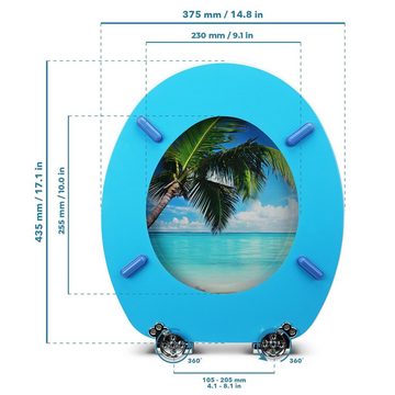 Sanfino WC-Sitz "Palm" Premium Toilettendeckel mit Absenkautomatik aus Holz, mit schönem Strand-Motiv, hohem Sitzkomfort, einfache Montage
