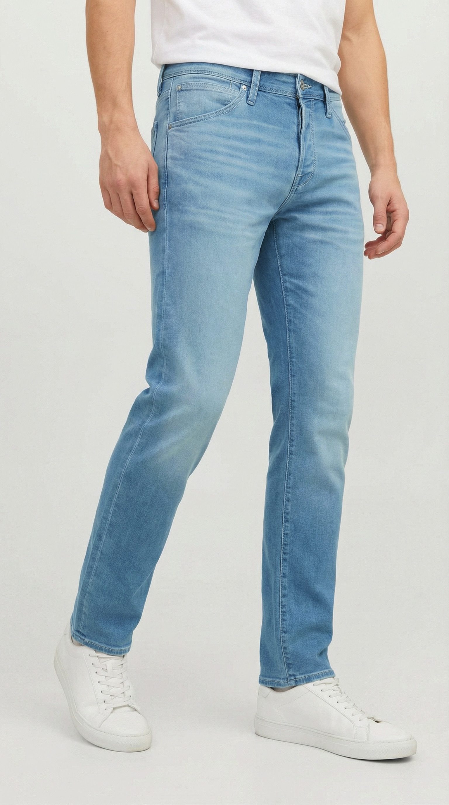 Jack & Jones Tapered-fit-Jeans JJIMIKE mit Stretch, Used-Look und bequemer Passform mit Abriebeffekten – Bild 3 von 5