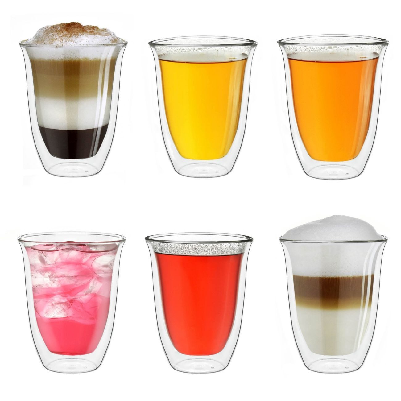 Creano Teeglas Thermoglas “DG-V” 6er-Set 250ml, 6-tlg., Borosilikatglas, 6 Gläser