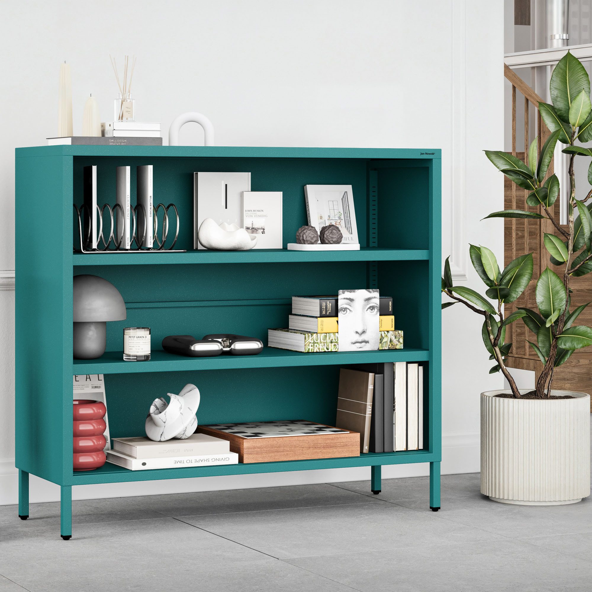 Jan Nowak Sideboard LUCA Regal Metall Stahl 100x90x35cm 2 Regale Sparkling (Stahl 0,6mm, 40kg, 25mm Raster, Wandmontage möglich), Brilliance Beine regulierbar Wohnzimmer Büro