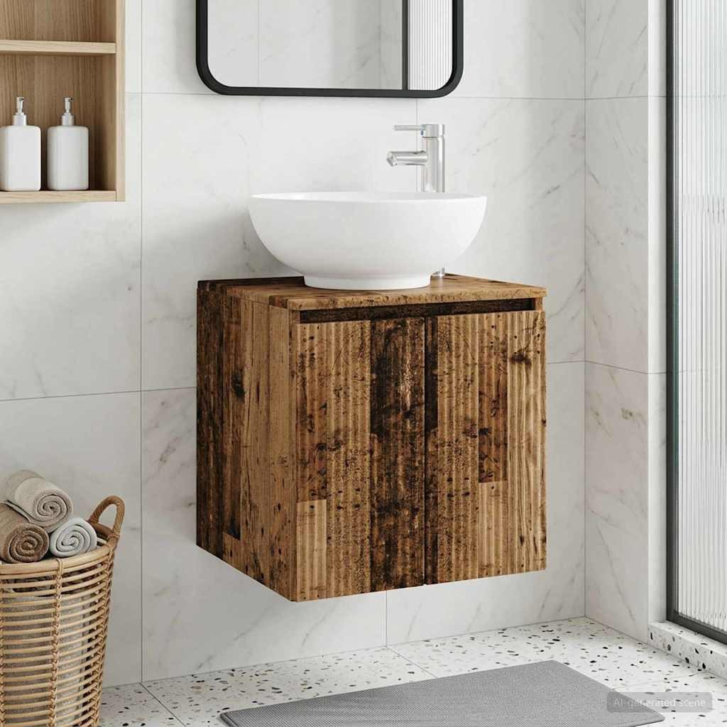 furnicato Waschbeckenunterschrank Waschtischunterschrank 49,5 x 44,5 x 65 cm Altholz Badezimmerunterschrank mit Stauraum und schnellem Abfluss