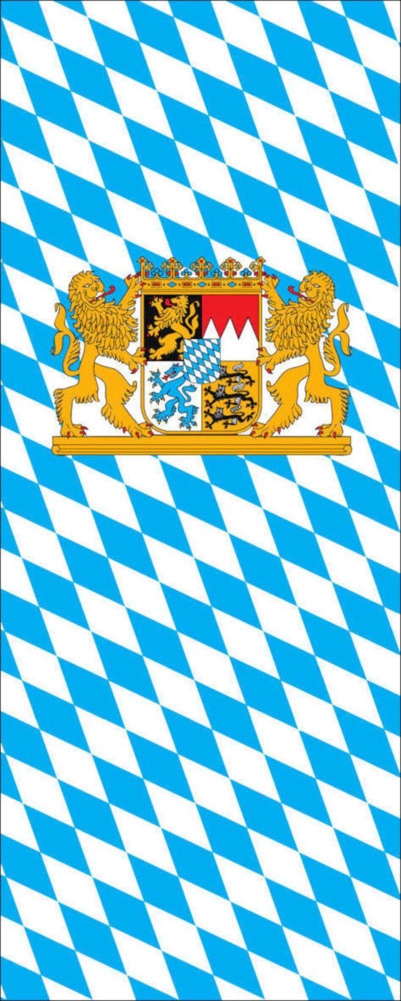 flaggenmeer Flagge Bayern mit Wappen und Löwen 160 g/m² Hochformat