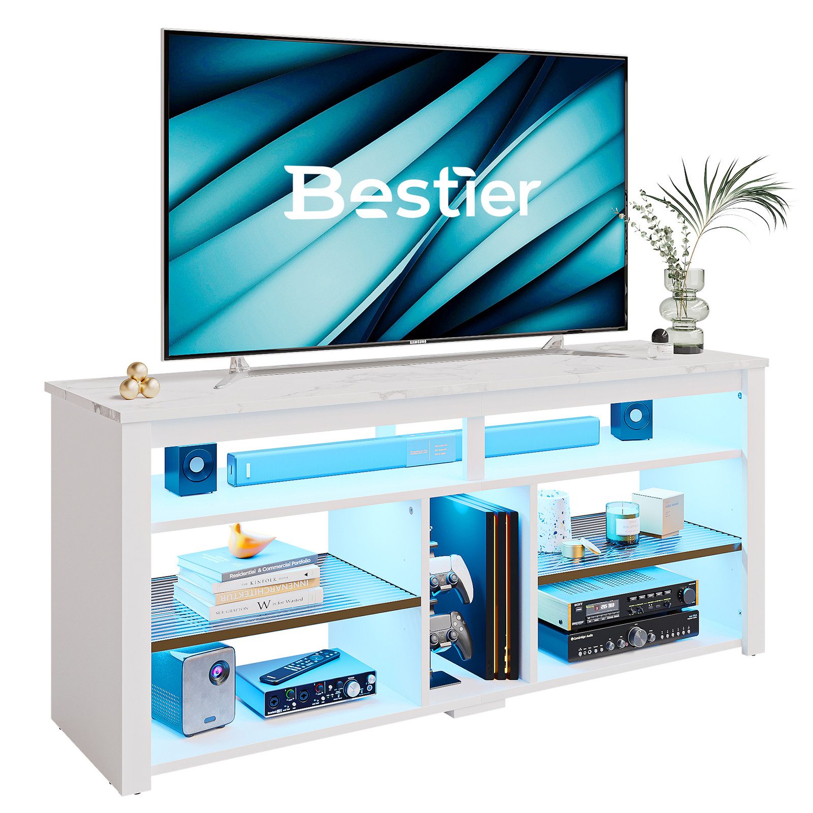 Bestier Lowboard TV-Schrank, Sideboard, Gaming TV Board mit LED-Beleuchtung günstig online kaufen