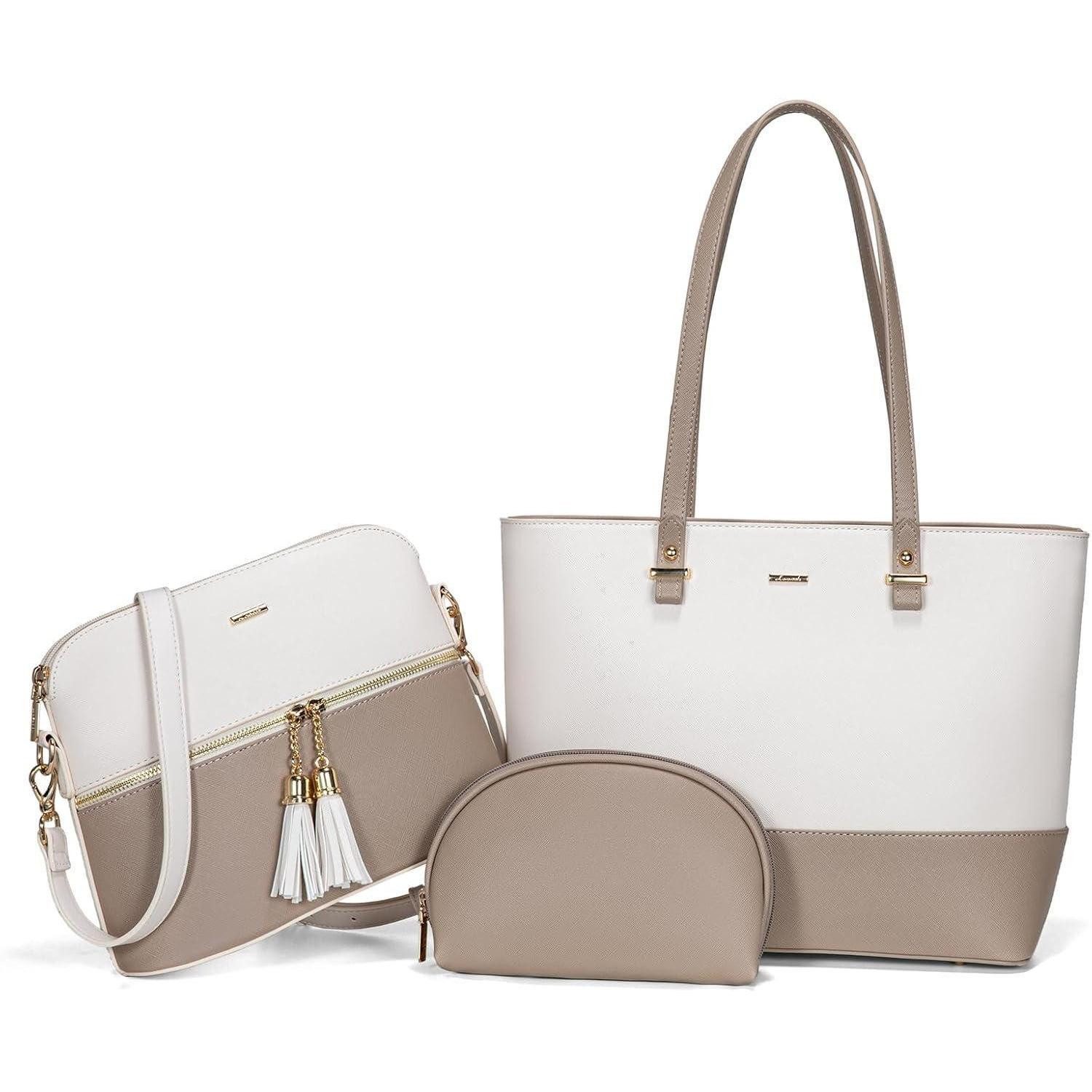 LuxusKollektion Handtasche Damen Handtasche Shopper Schultertasche groß Leder 3-teilig