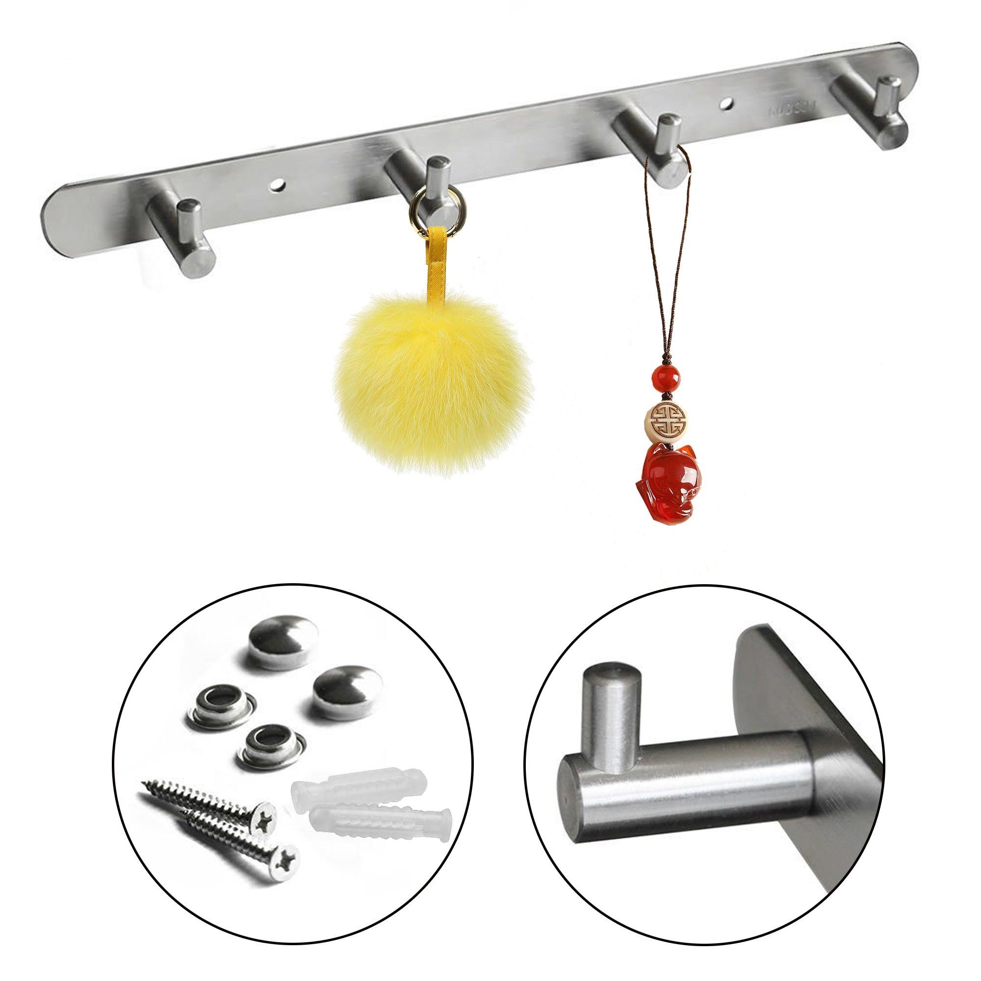 Melko Wandgarderobe Leiste Kleiderhaken 4 Wandhaken Edelstahl Garderobenlei günstig online kaufen