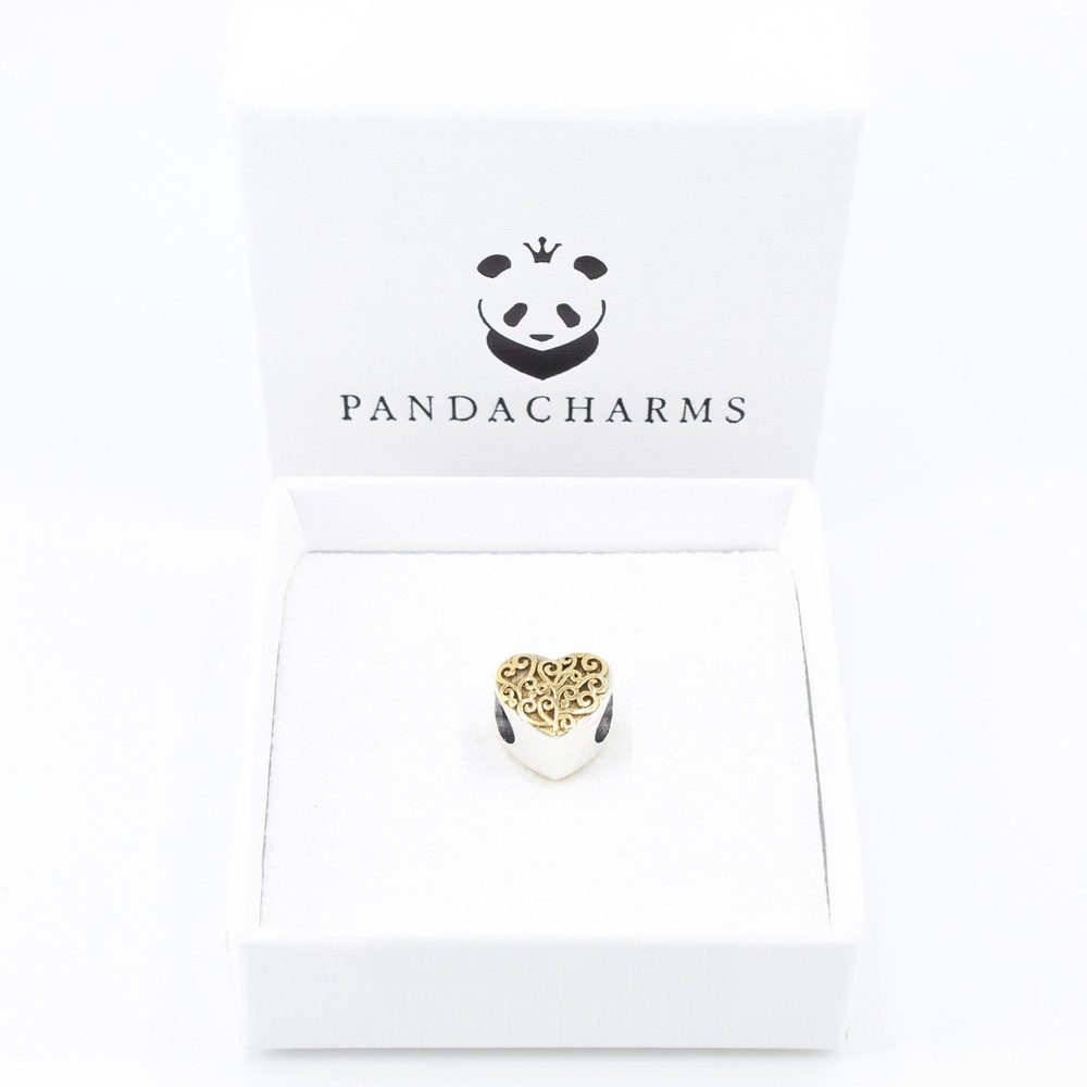 PANDACHARMS Bead Goldenes Ornamentherz Charm für Charm Armband, 925er Sterl günstig online kaufen