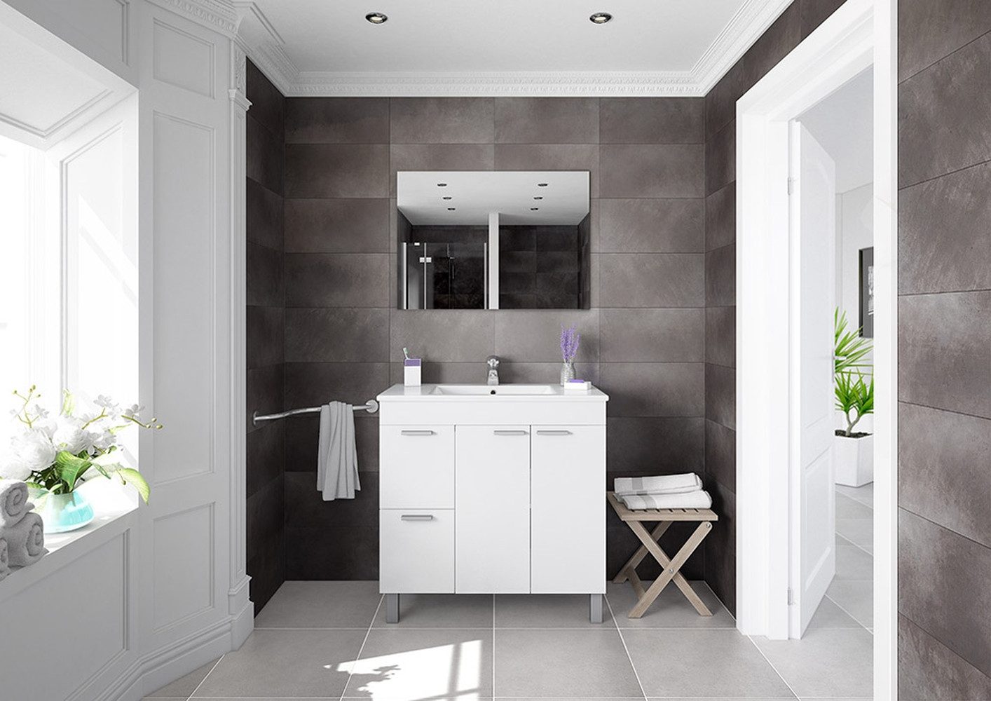 freiraum Badezimmer-Set AKTIVA, in weiß glänzend - 80x80x45 (BxHxT) günstig online kaufen