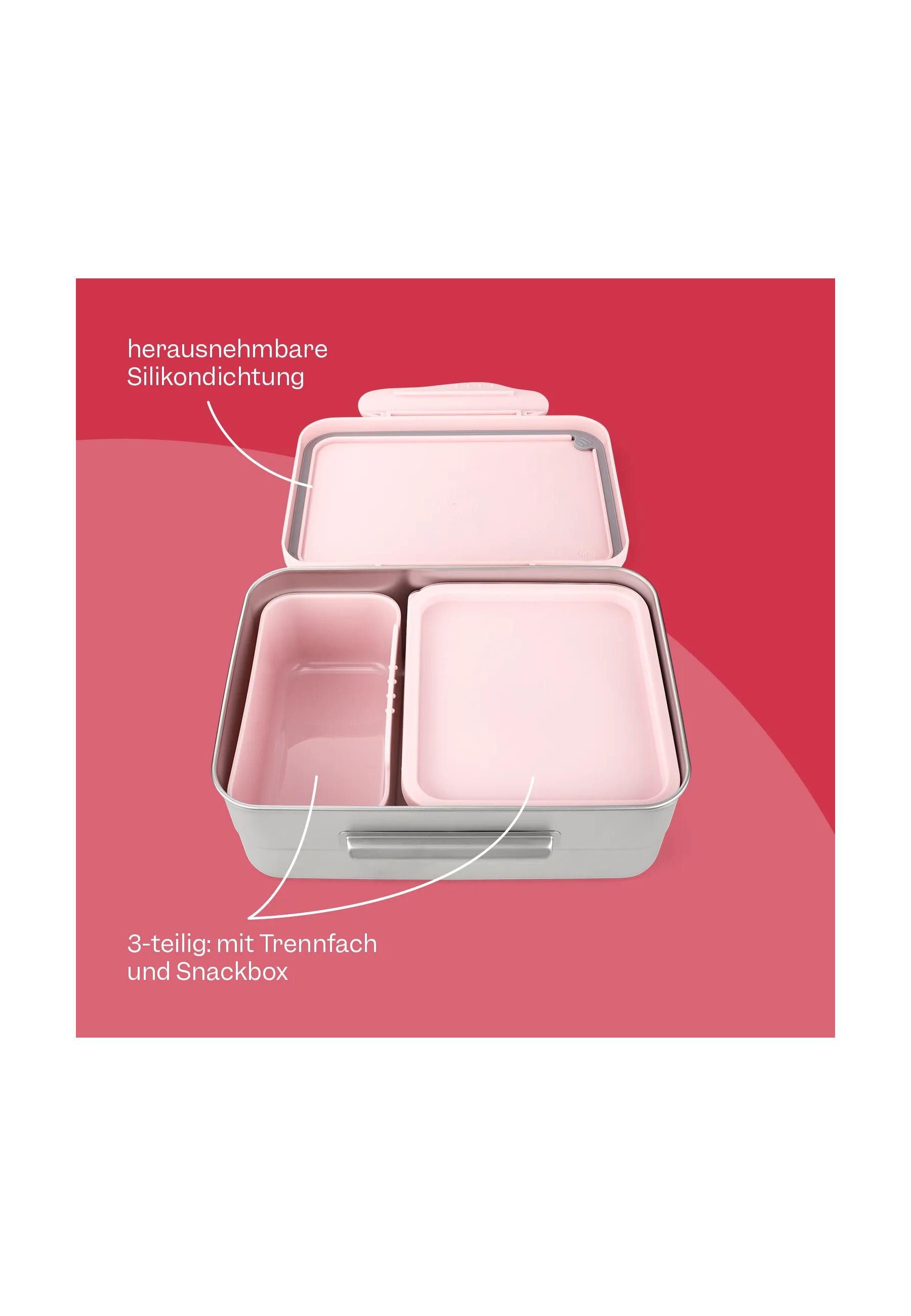 ergobag Lunchbox Edelstahl Brotdose ., Edelstahl, (Edelstahl Brotdose, 3-tlg., 1x Brotdose, 1x Trennfach), spülmaschinengeeignet