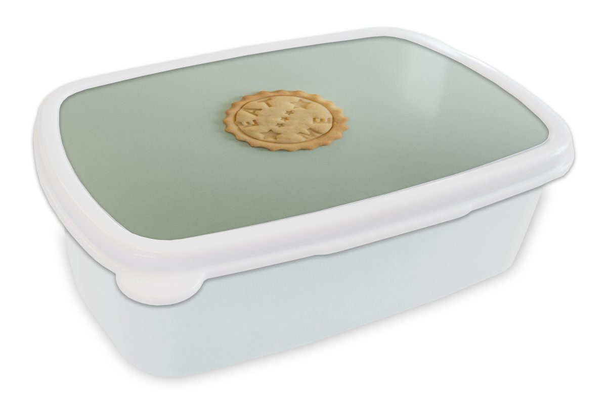 Brotdose, mit Mädchen Jungs Lunchbox Kekse weiß Erwachsene, Botschaft, MuchoWow und und Kunststoff, Kinder für für (2-tlg), Brotbox