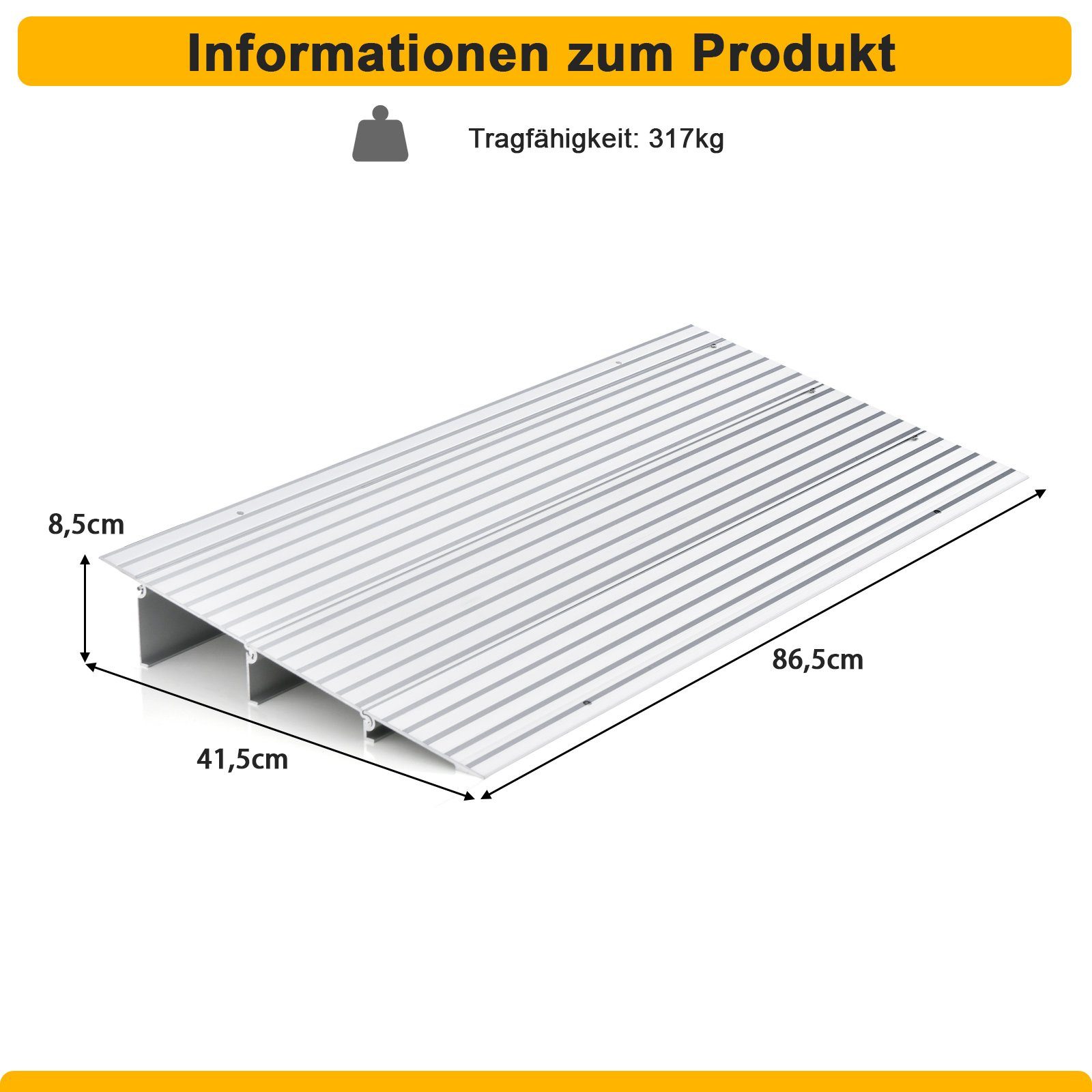 COSTWAY Auffahrrampe, verstellbar, rutschfest, bis zu 317kg, 8,5cm Höhe