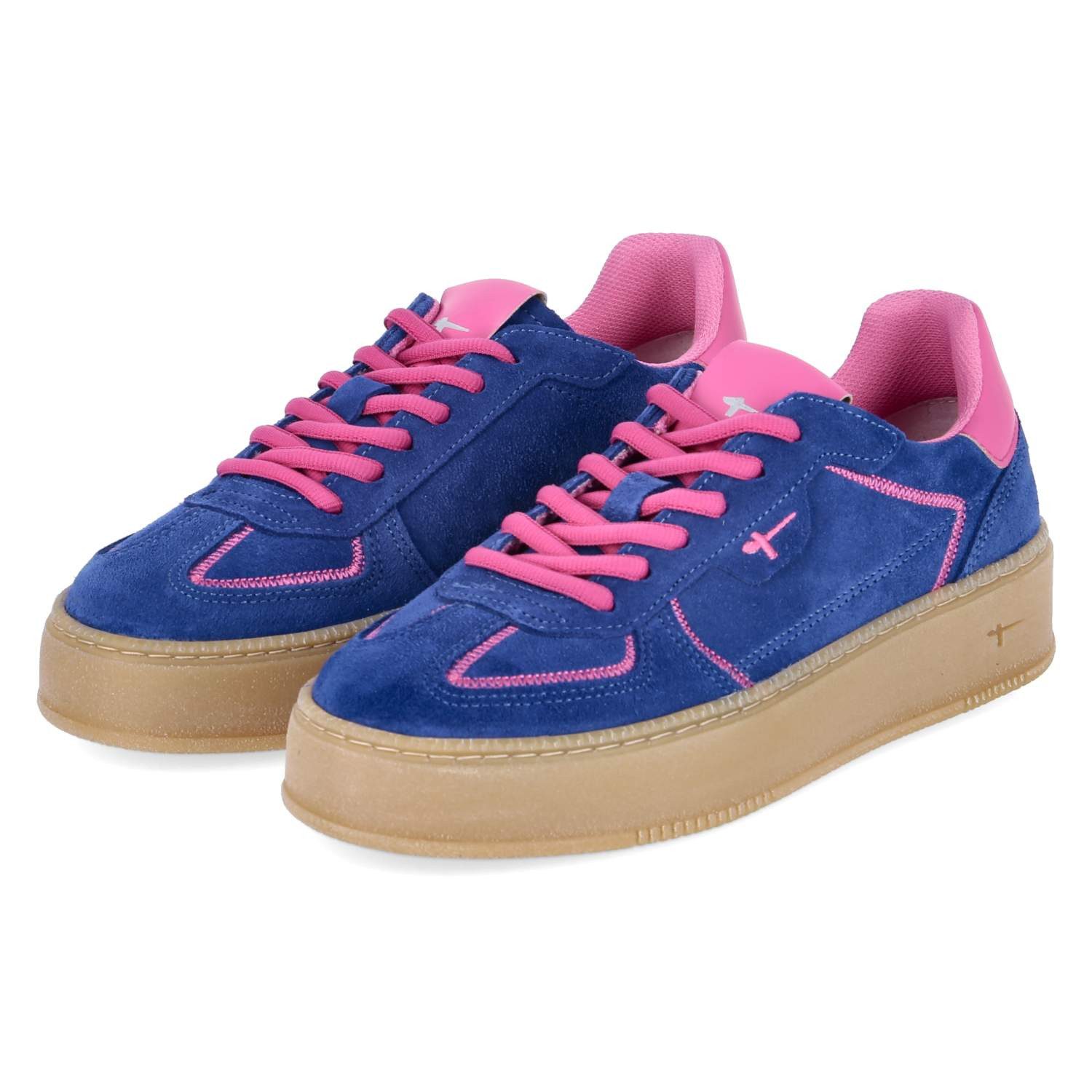 Tamaris Tamaris 1-23792-46-187 Damen Leder und Synthetik blue Schnürschuh