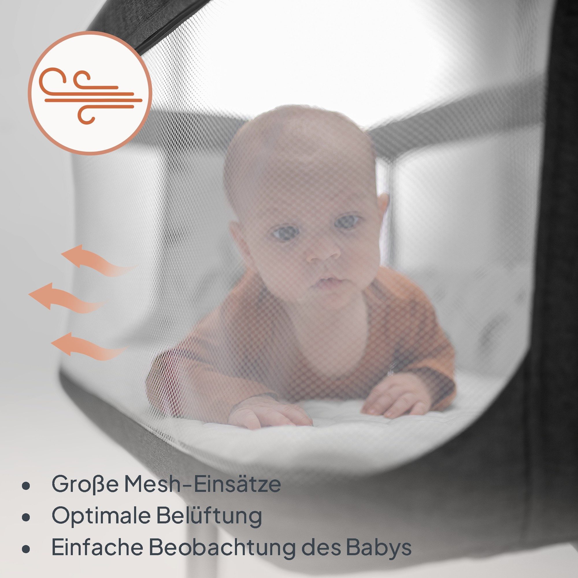 lionelo Baby-Reisebett AURORA, 3-in-1: Beistellbett, Babywiege, freistehendes Babybett – Bild 5 von 5