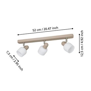 EGLO Deckenspot CORATO, ohne Leuchtmittel, Deckenlampe, Metall in Sandfarben, Nickel-Matt, Glas in Weiß, E14