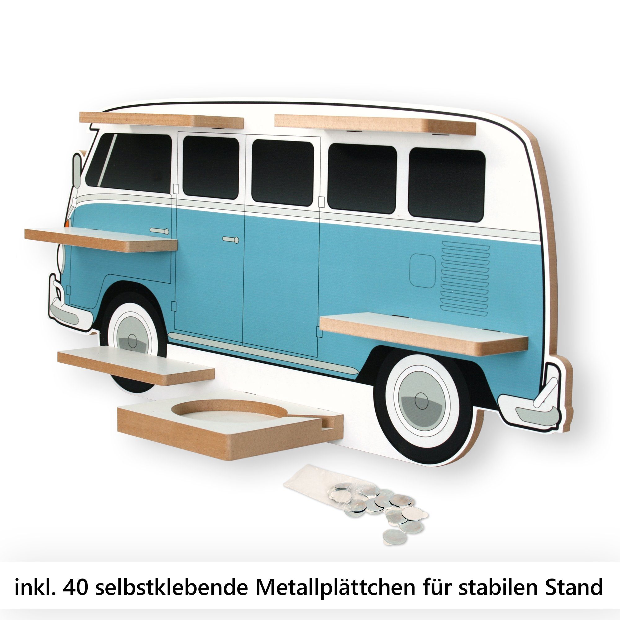 TONIE-BOX Metallplättchen für Feder Kreative 40 TONIES MUSIKBOX-REGAL und inkl. Kinderregal Kleinbus,