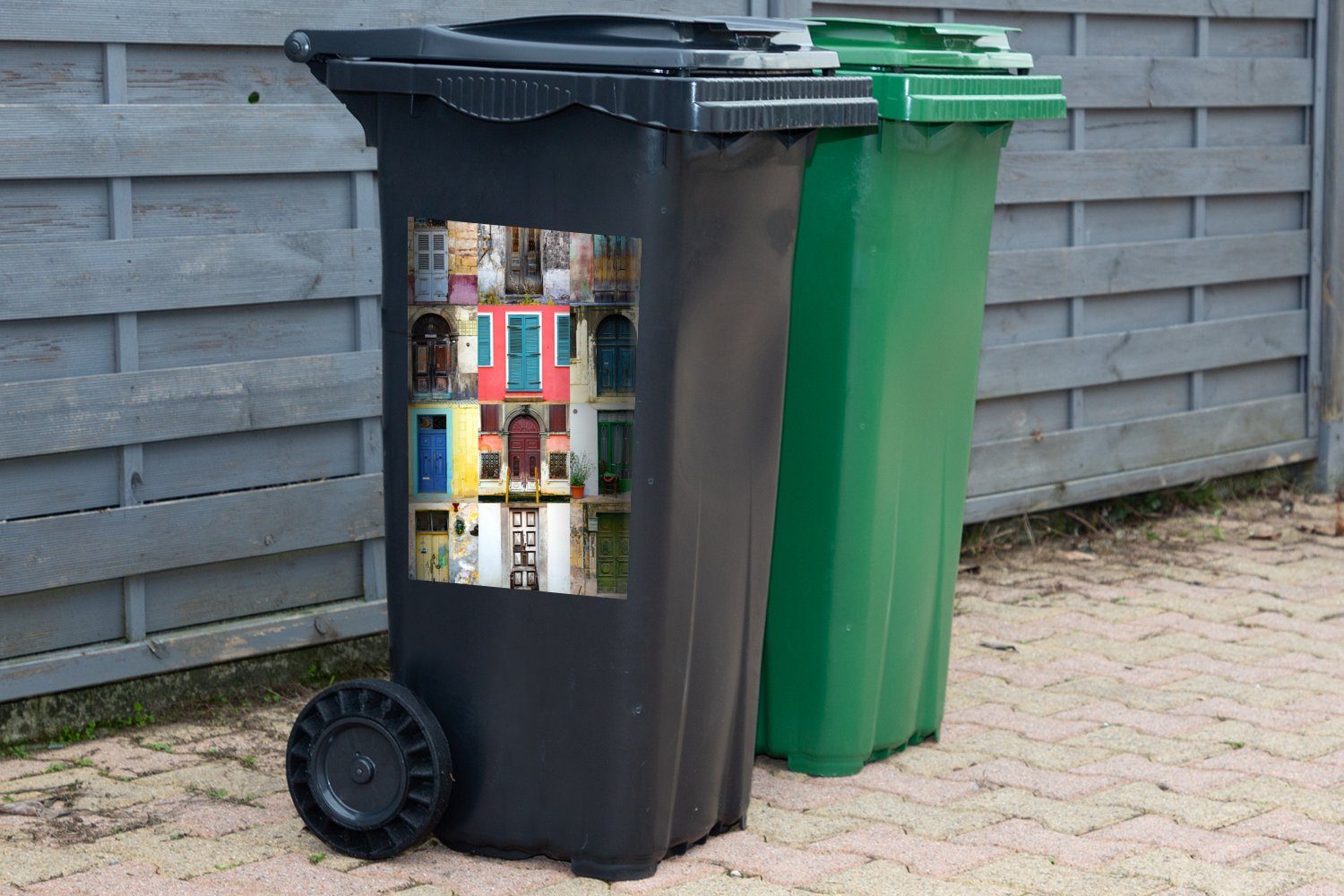 Sticker, Wandsticker Container, (1 Collage Architektur - St), Regenbogen MuchoWow Abfalbehälter Türen - Mülltonne, - Mülleimer-aufkleber,