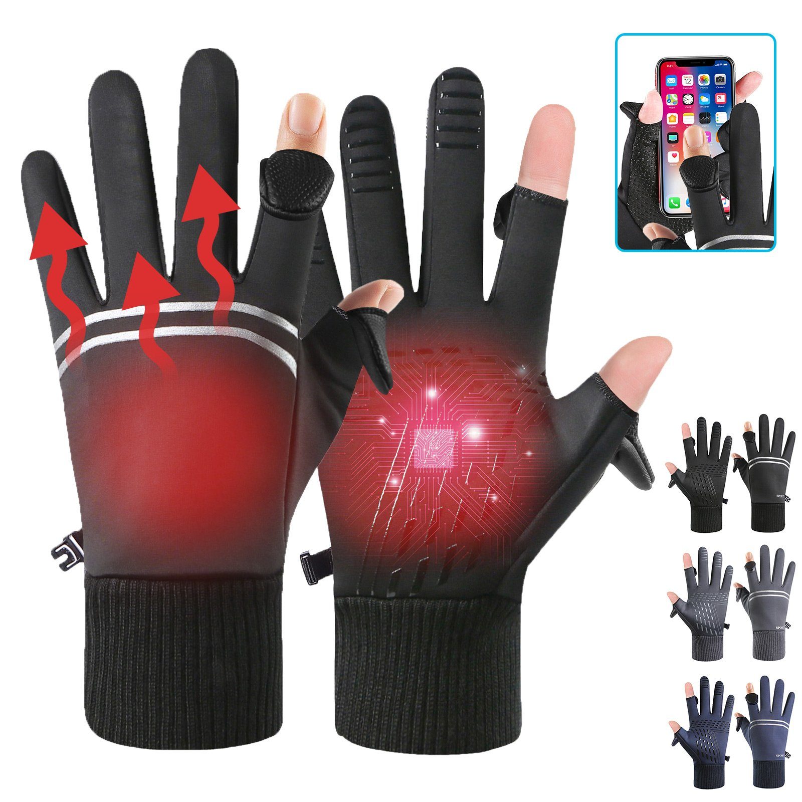 Wasserdichte BTTO Winter Handschuhe Blau Angelhandschuhe Angelhandschuhe Handschuhe Herren Warme Touchscreen