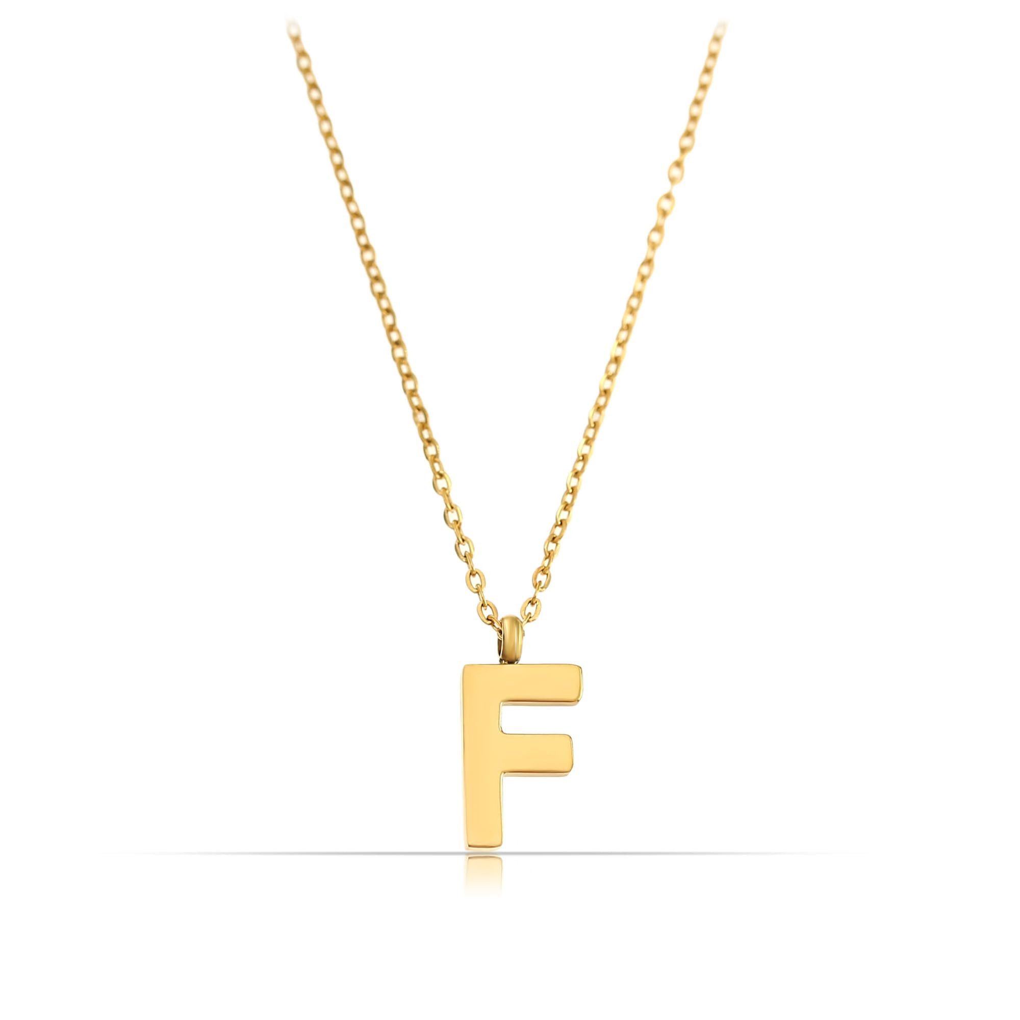 Made by Nami Kette mit Anhänger Edelstahlkette mit Buchstaben Anhänger Gold Schmuck Damen, Geschenk Freundin 40 + 5 cm Länge Wasserfest