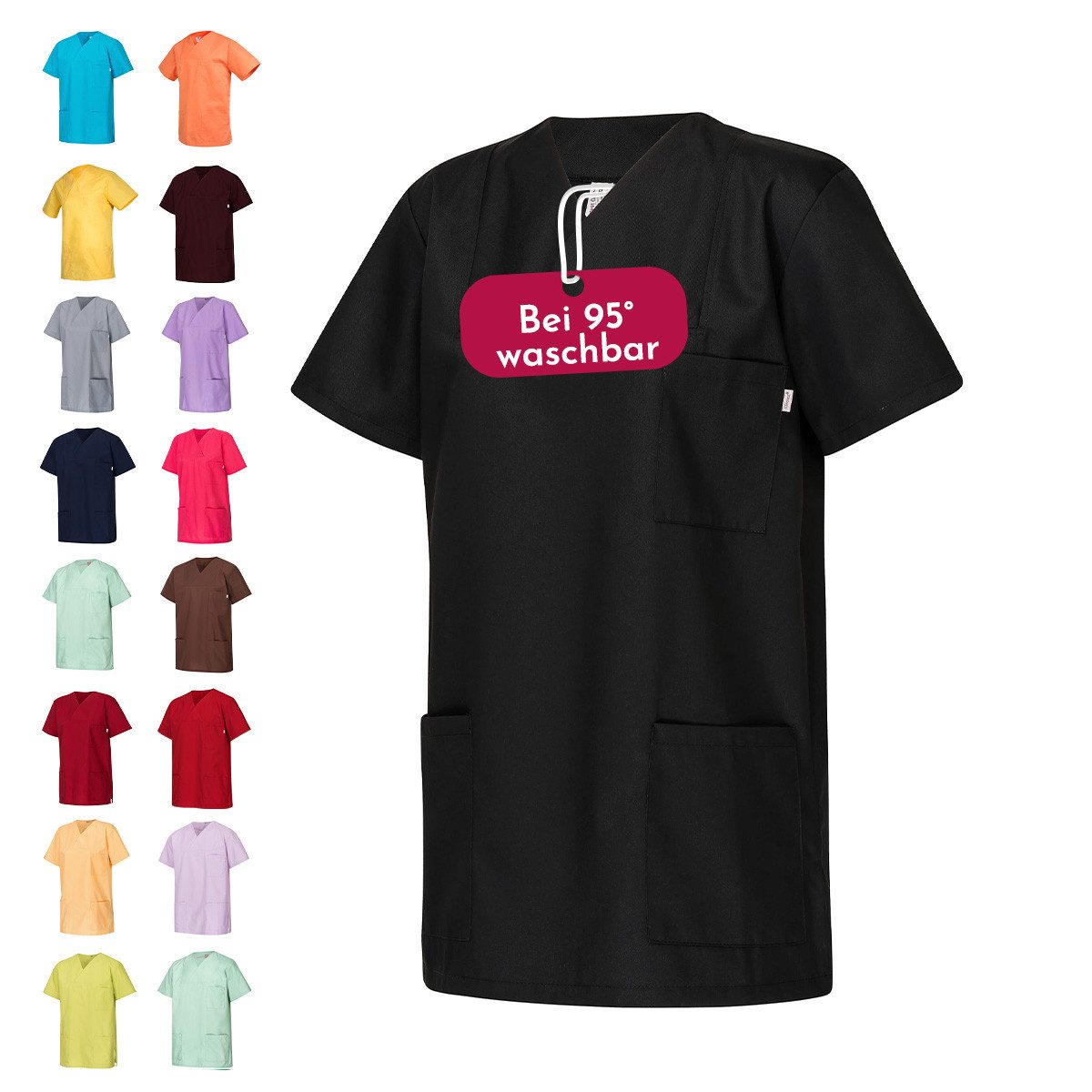 Clinotest Funktionsbluse Kasack Damen & Herren - 95 Grad waschbare, kochfest ohne einzulaufen (1-tlg) Schlupfkasack aus Baumwolle & Polyester - Berufsbekleidung für Pflege