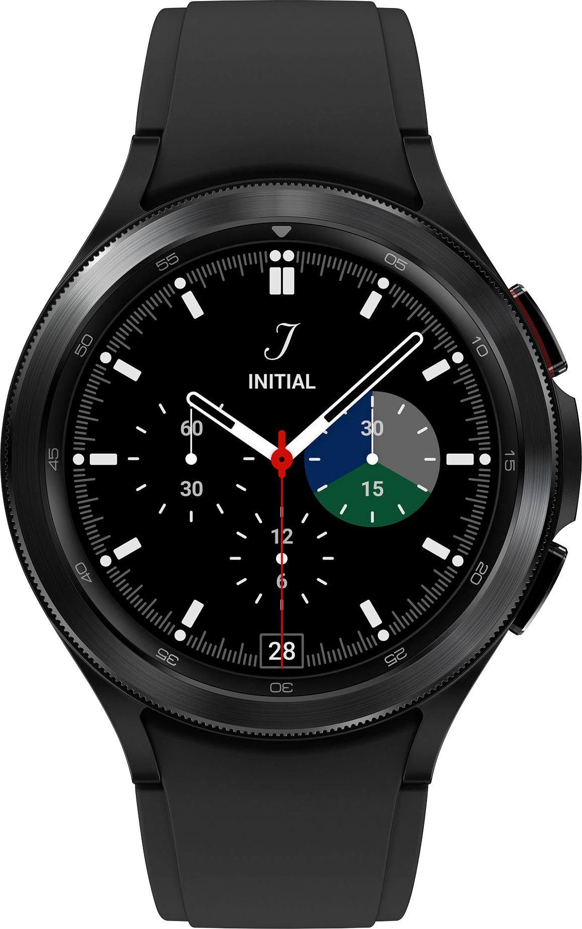 Samsung Galaxy Watch 4 Gesundheitsfunktionen Smartwatch (4,6 Fitness Wear schwarz Classic Zoll, OS Tracker, cm/1,4 schwarz BT by | Fitness Uhr, Google)