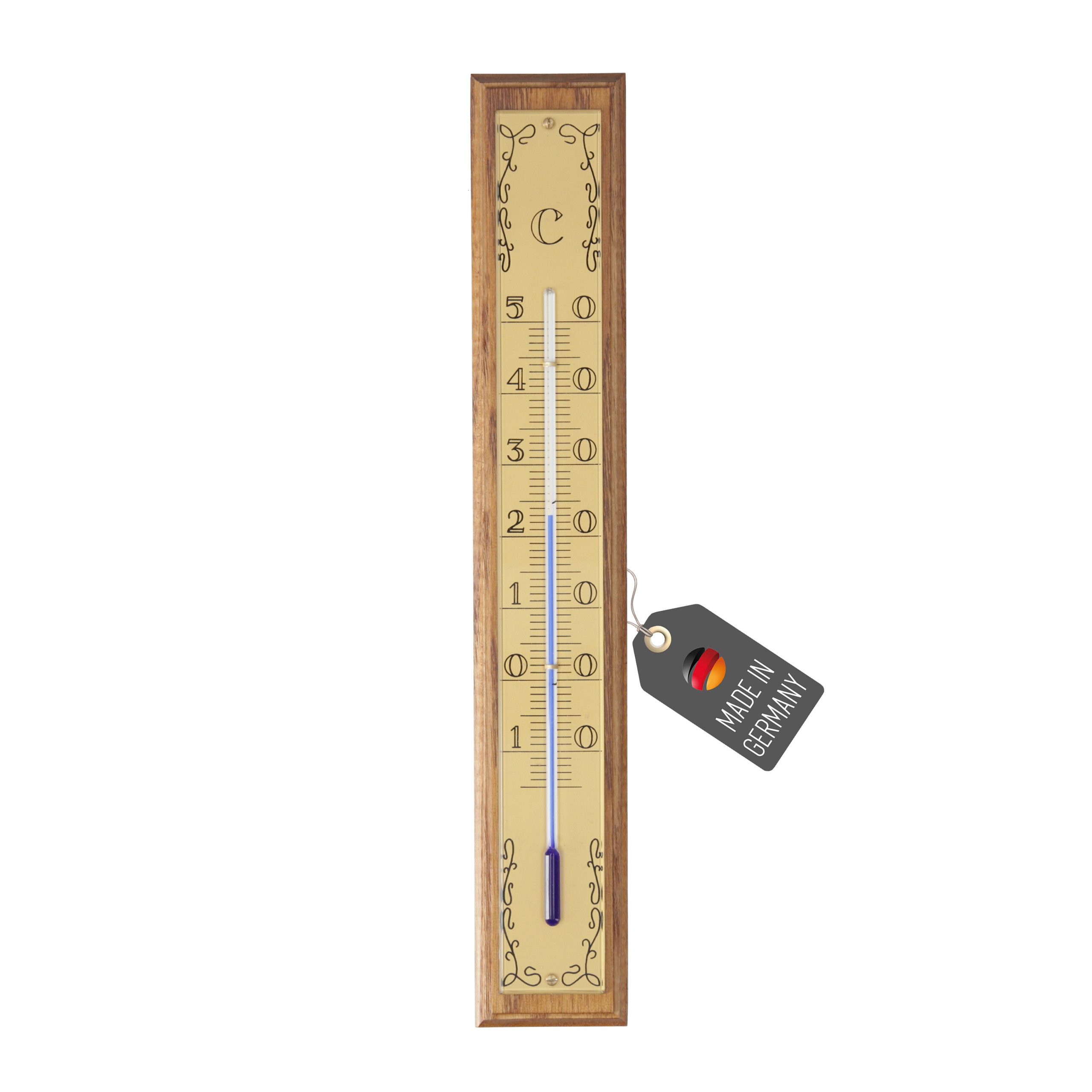 Lantelme Raumthermometer Modelle Wählbar Holz Thermometer für Innen Analog Holzthermometer, 1-tlg., Deutsche Herstellung