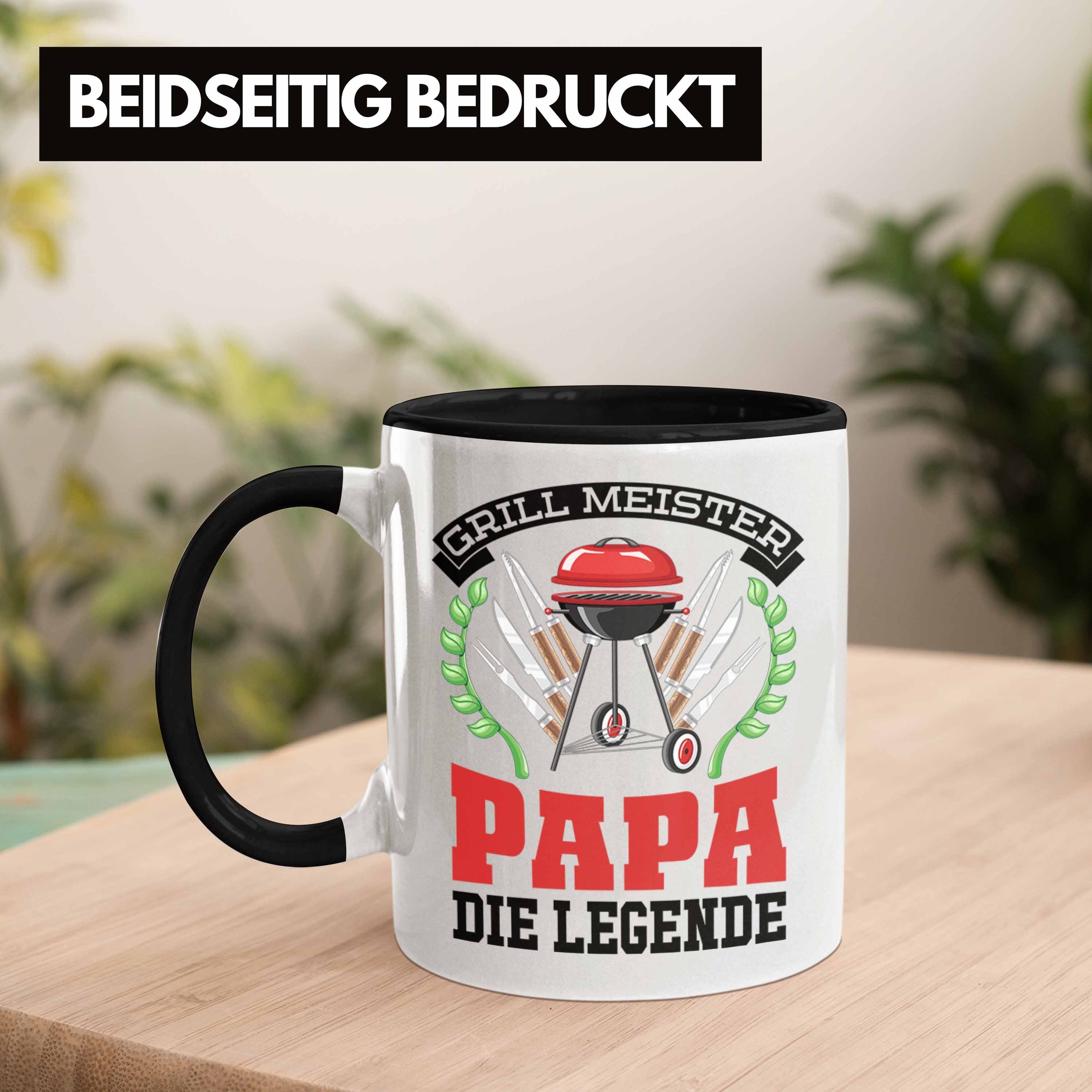 Grillen Geschenk Becher - Trendation Tasse Geschenkidee Sommer Kaffeetasse Vatertag Papa Tasse Schwarz Trendation