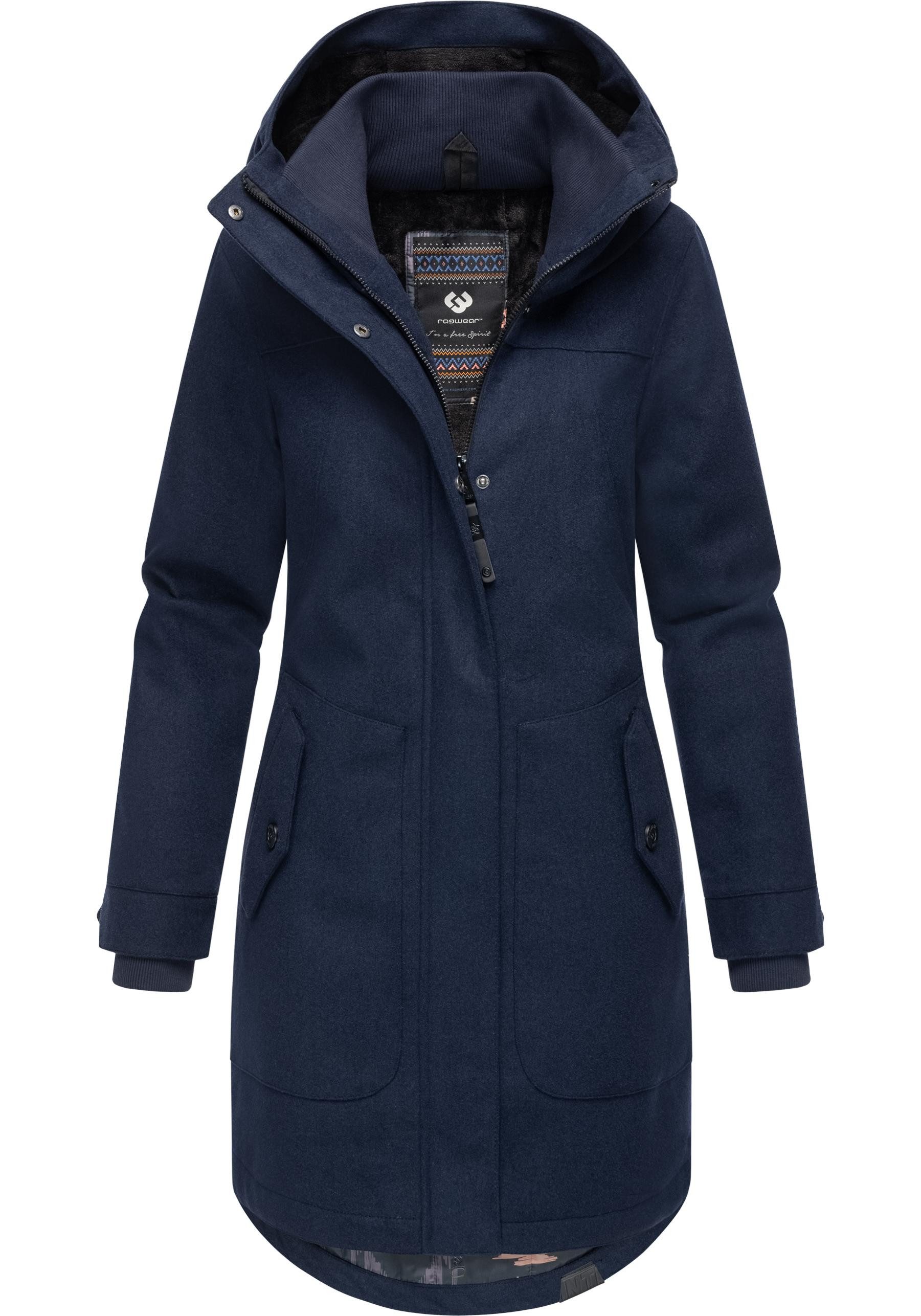 Ragwear Wintermantel Jannisa Coat Klassischer Damen Kurzmantel mit Kapuze