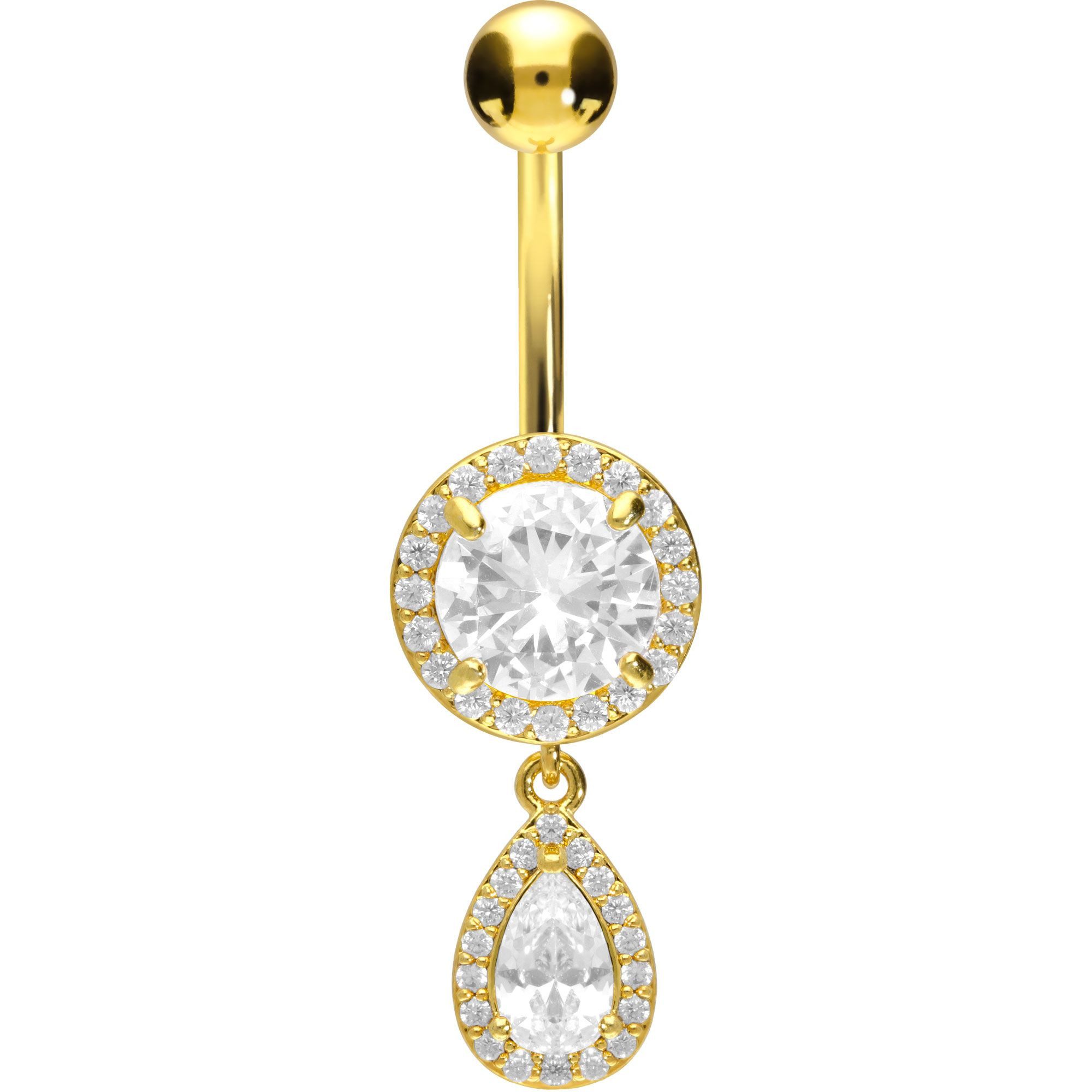 PIERCINGLINE Bauchnabelpiercing Chirurgenstahl Bananabell KRISTALLDISC + KRISTALLTROPFEN (Bananabells, 1-tlg)