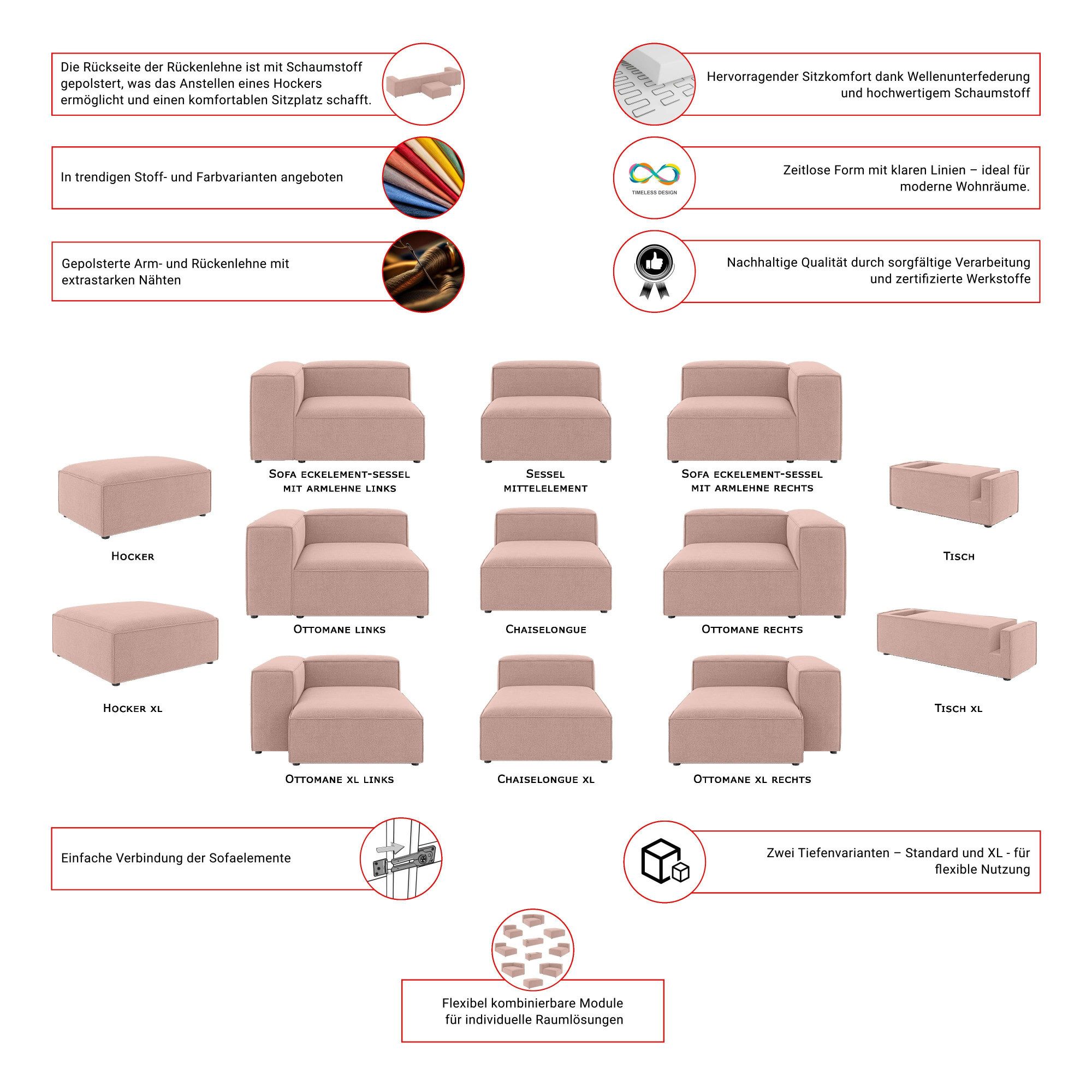 OTTO home Big-Sofa XL HAILY Modularsofa extra tief, Sitztiefe 100 cm, als Modul oder separat verwendbar, für individuelle Zusammenstellung – Bild 5 von 5