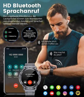 Lige Anruf 460mAh Langer Laufzeit Batterie 5ATM Wasserdicht Herren's Smartwatch (1,43 Zoll, Android/iOS), Fitness Tracker Blutdruck/Herzfrequenz/Spo2 Tracker Sport