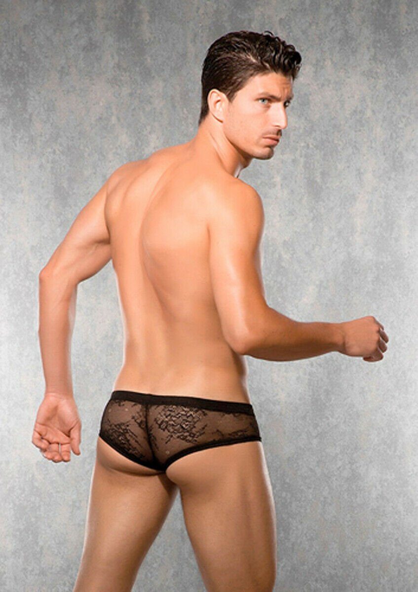 DOREANSE Slip Herren Shorts mit Spitze - schwarz