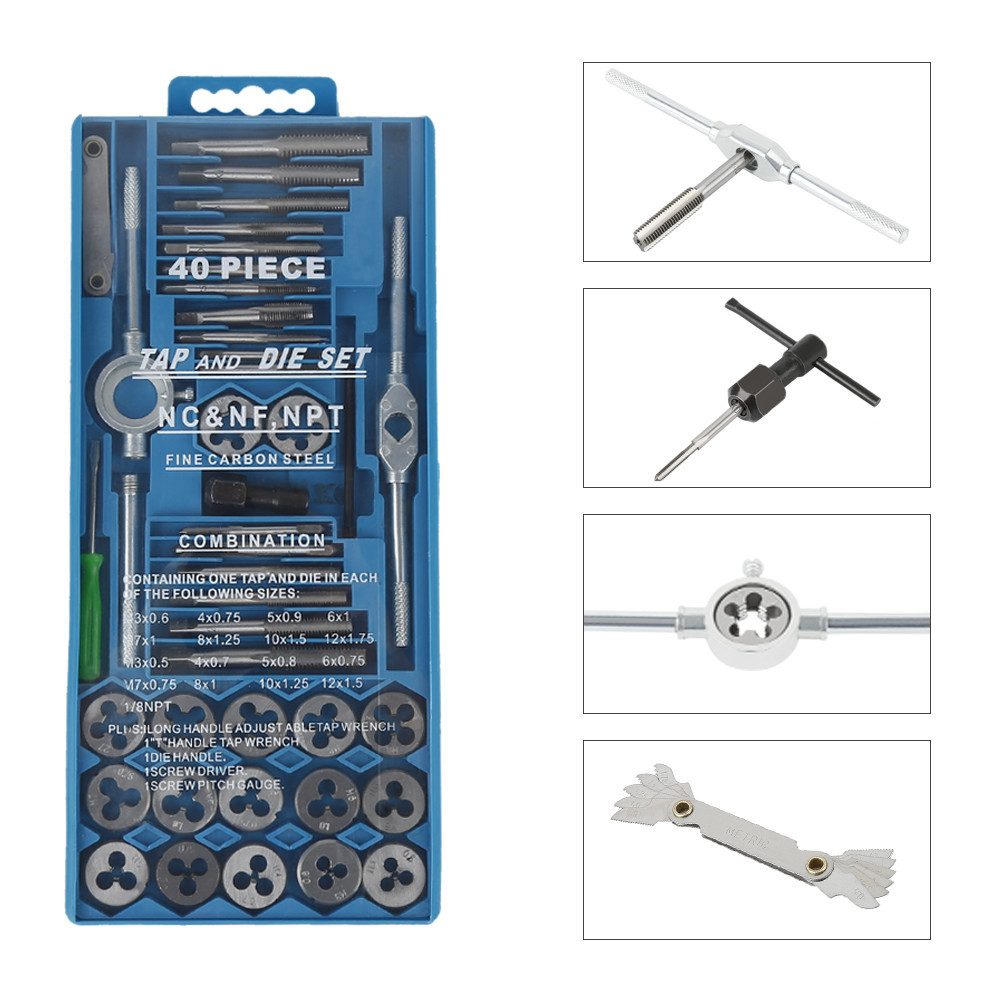 JEOBEST Gewindeschneider Gewindebohrer und Schneideisen Set, (40-tlg) mit W günstig online kaufen