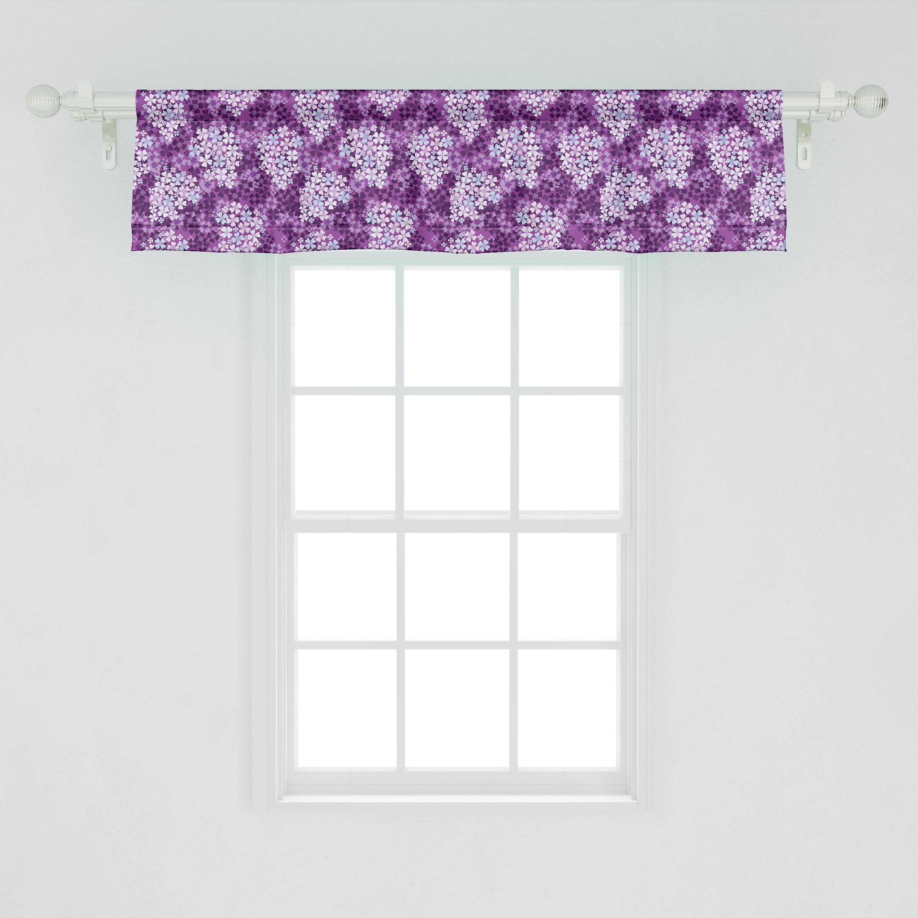 Lilacs Volant Scheibengardine Schlafzimmer für Microfaser, Feld Hydrangea mit Vorhang Abakuhaus, Stangentasche, Küche Dekor Blumen