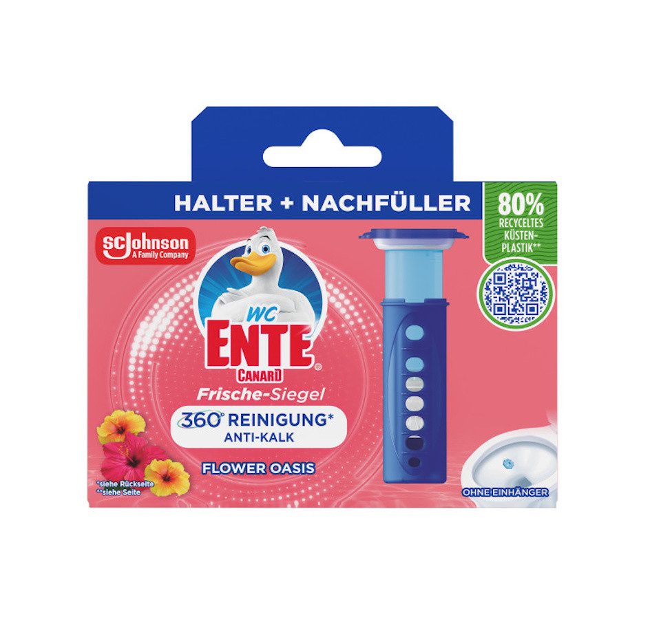 WC Ente Frische-Siegel Starter-Set inkl. 1 Nachfüller, Flower Oasis, 36 ml WC-Reiniger