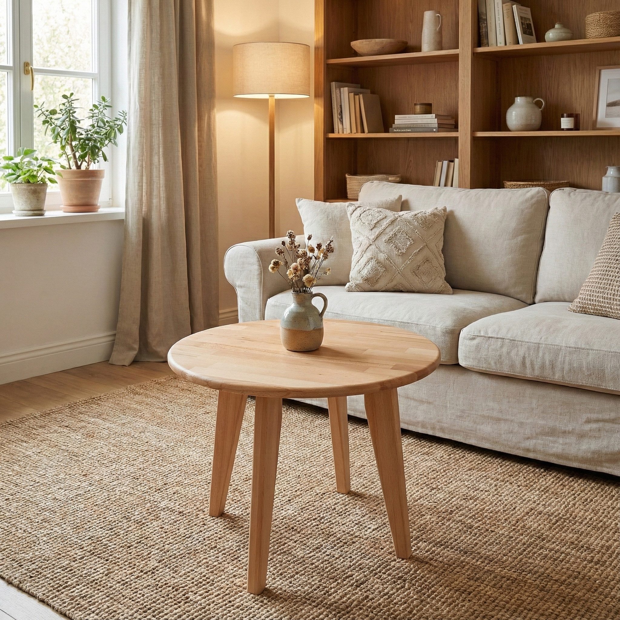 Krok Wood Couchtisch Runder Couchtisch Dresden aus Massivholz