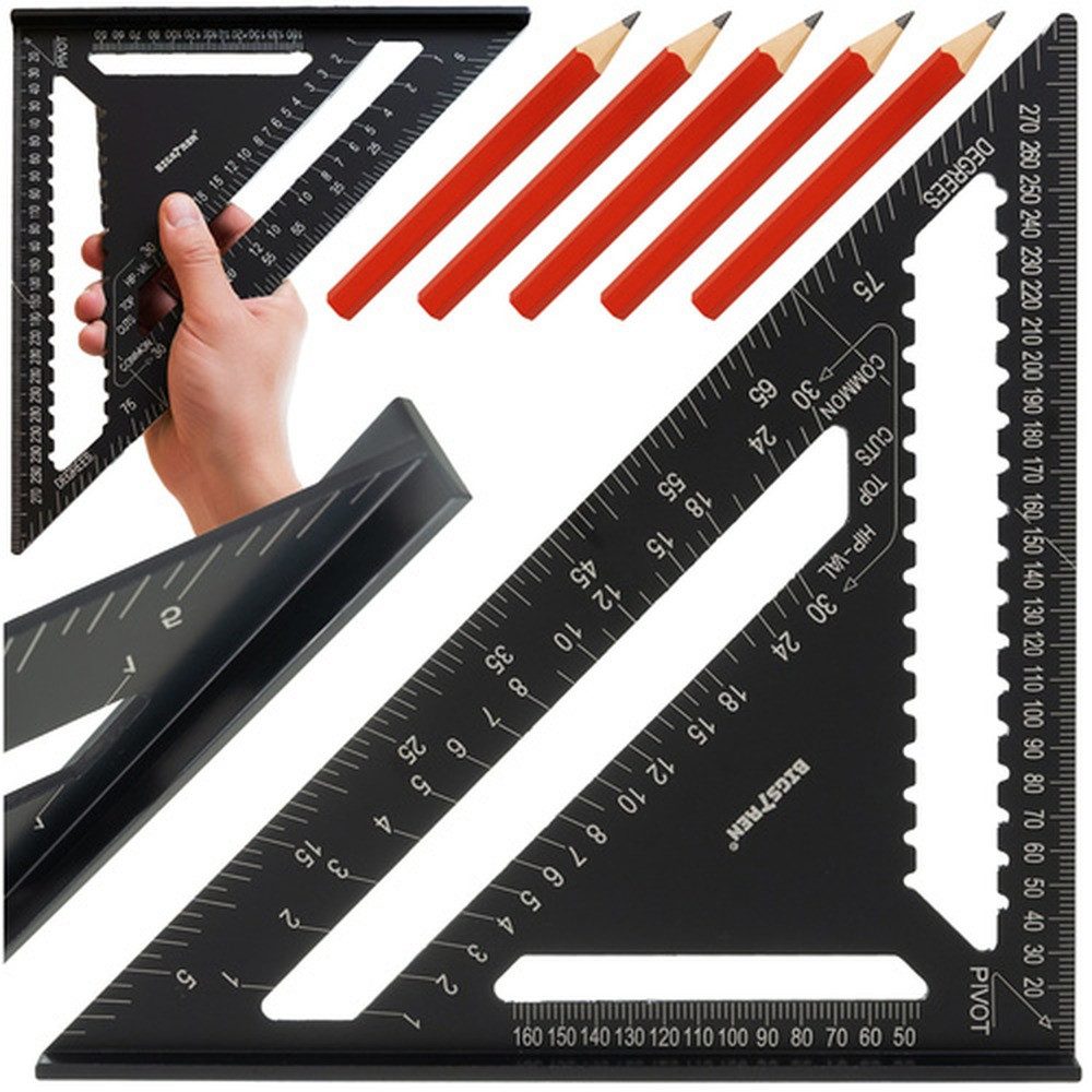BIGSTREN Zimmermannswinkel Messlineal Zimmermannswinkel, 450x300 mm (Spar-Set, 1-St., präzise Messungen), bruch- und verformungsresistent für langfristige Nutzung