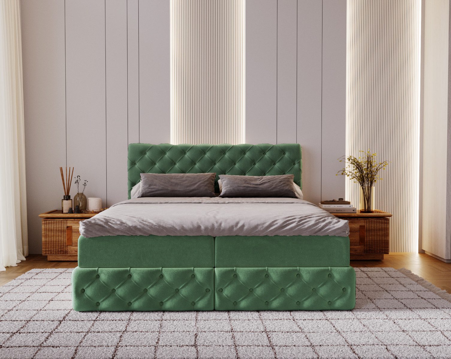 Kaiser Möbel Boxspringbett Chesterfield-Kontinentalbett Luxury Stoff günstig online kaufen