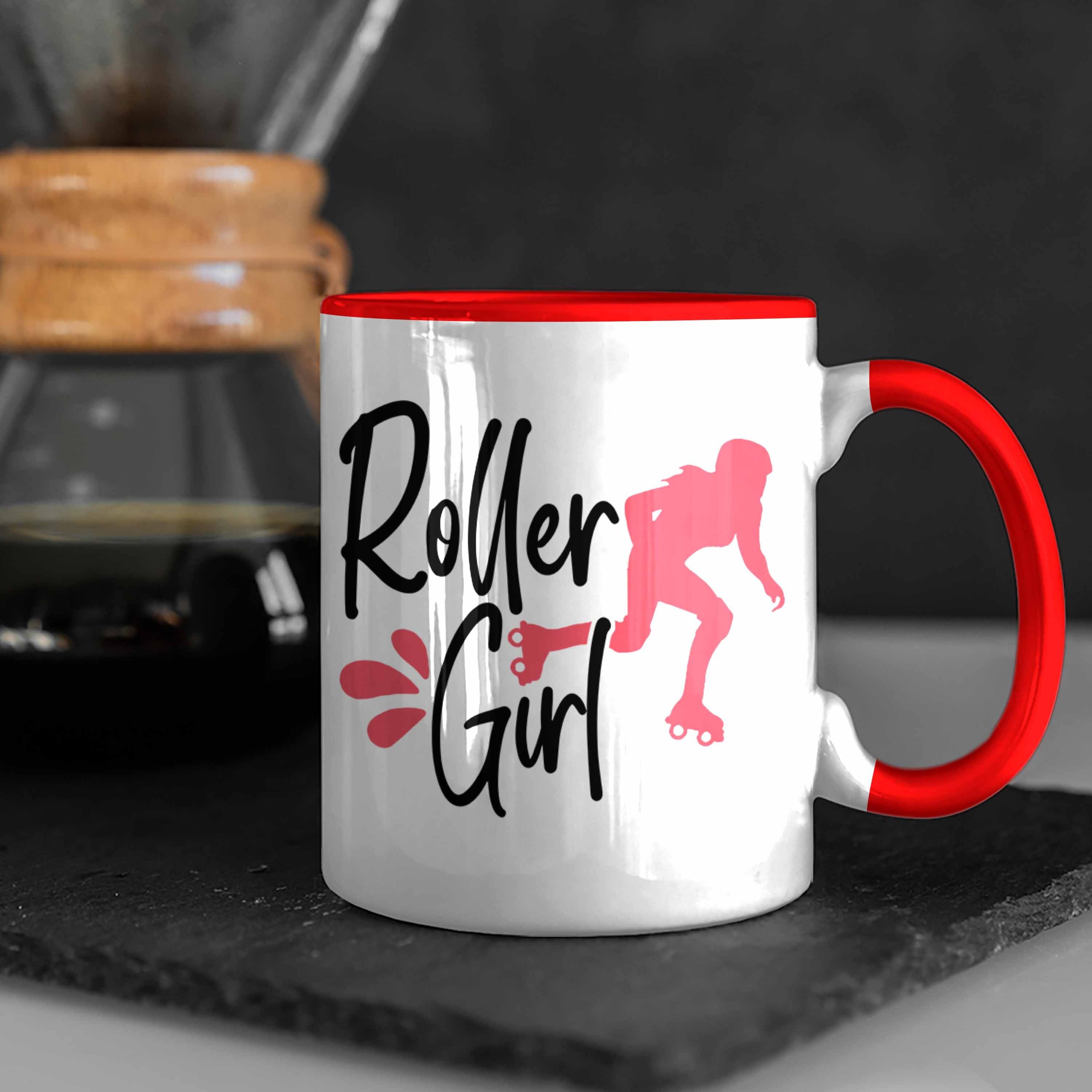 Girls Tasse Rot Roller Lustige Nostal Rollschuh Girl" Geschenk "Roller Tasse Trendation für