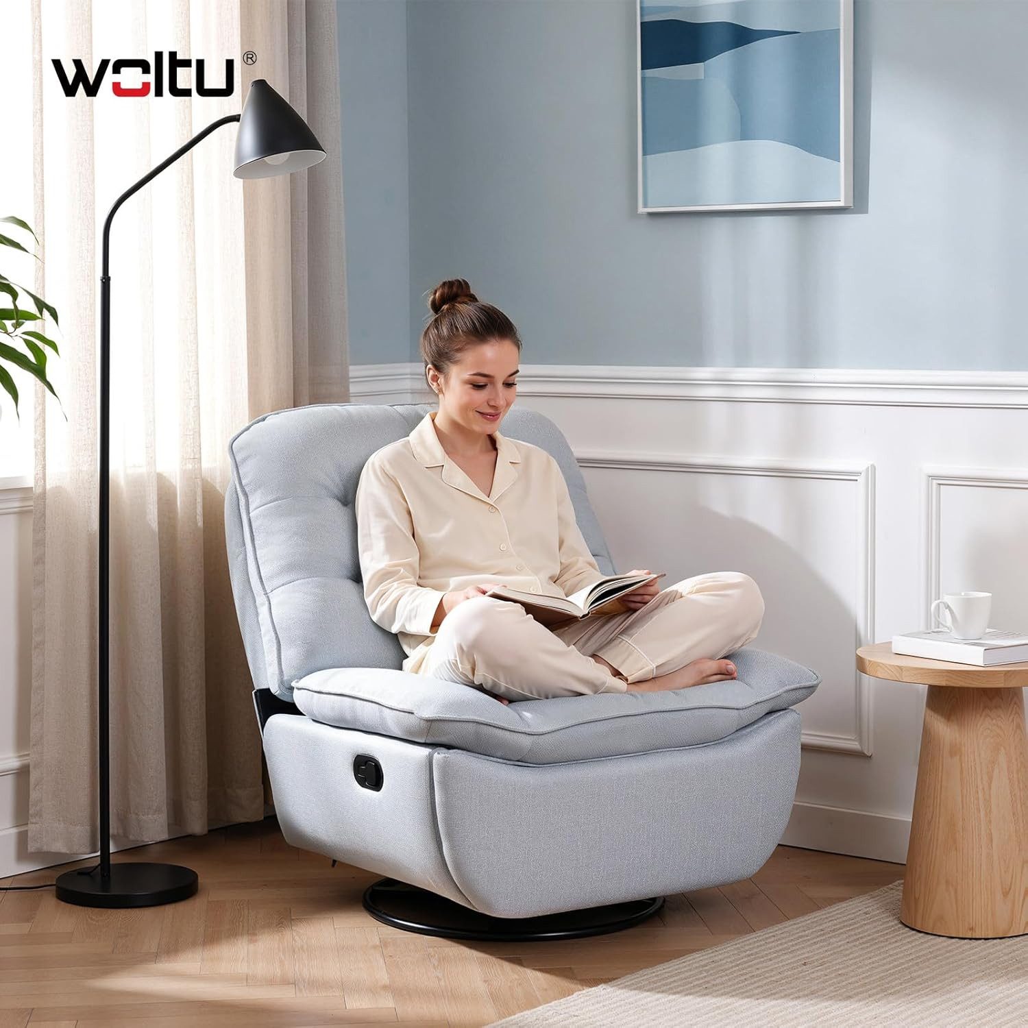 Woltu Relaxsessel, mit Liegefunktion, mit klappbarer Fußstütze, 95 cm breite Sitzfläche