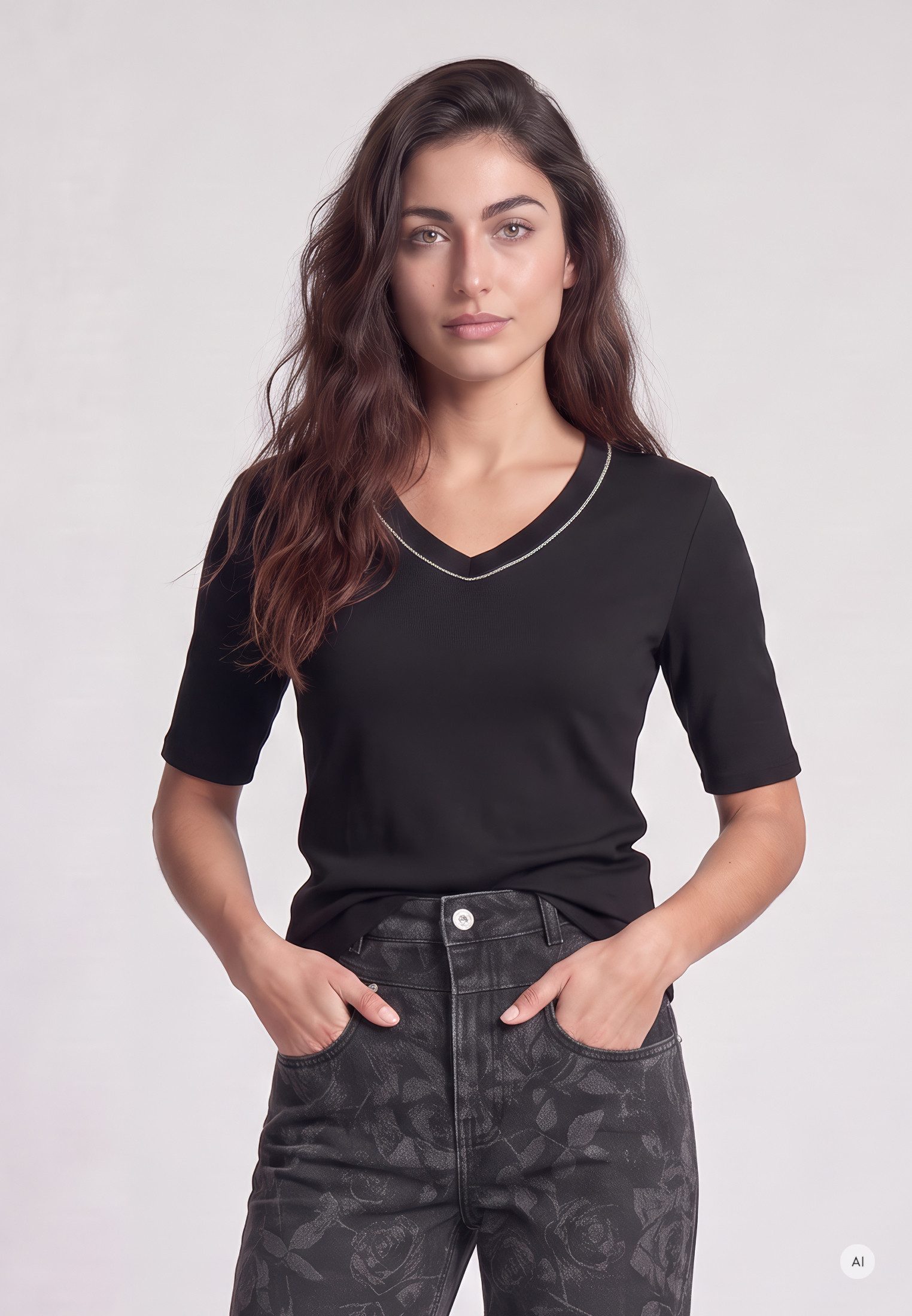 MARC AUREL Shirtbluse mit Schmuckkante