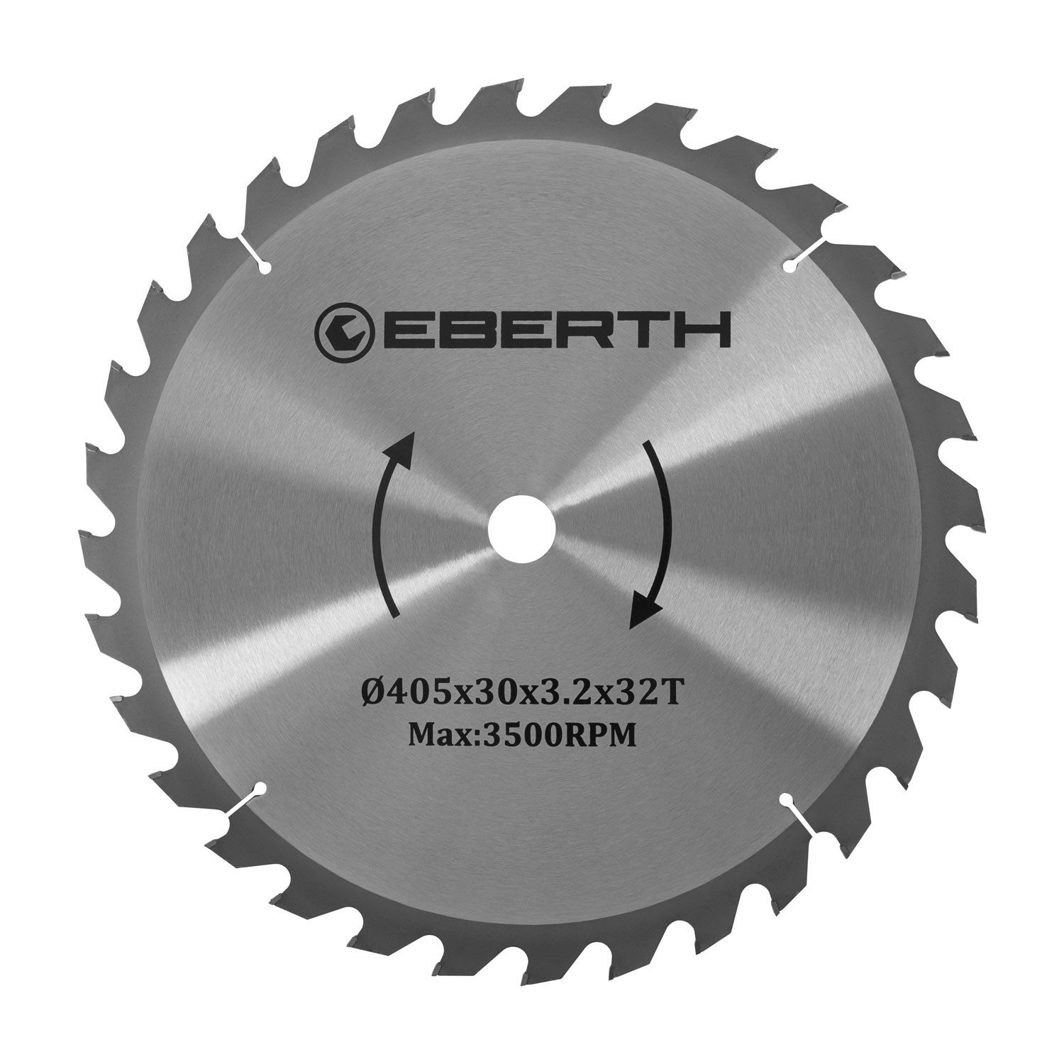 EBERTH Kreissägeblatt aus Stahl mit Hartmetall-Zähnen 405mm Durchmesser, 30mm Bohrung, 2.2mm Blättstärke, 3.2mm Schnittbreite, 32 Zähne, RPM Max. 5000