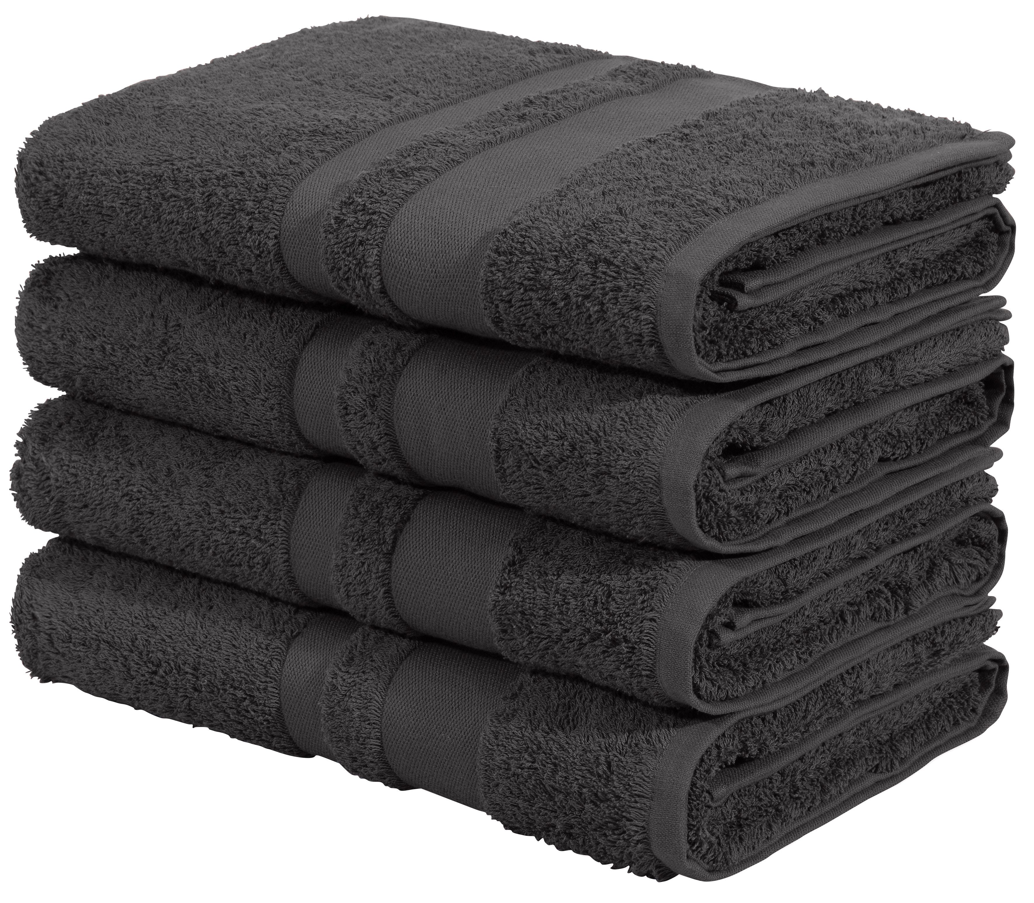 OTTO home Duschtücher Vanessa, 4 Duschtücher, 70x140cm, in Standard- und Premium-Qualität, Walkfrottee (Set, 4-St), Handtücher mit Bordüre, 100% Baumwolle, einfarbig, weich. Reduzierter Preis € 29,49. Unverbindliche Preisempfehlung € 95,99