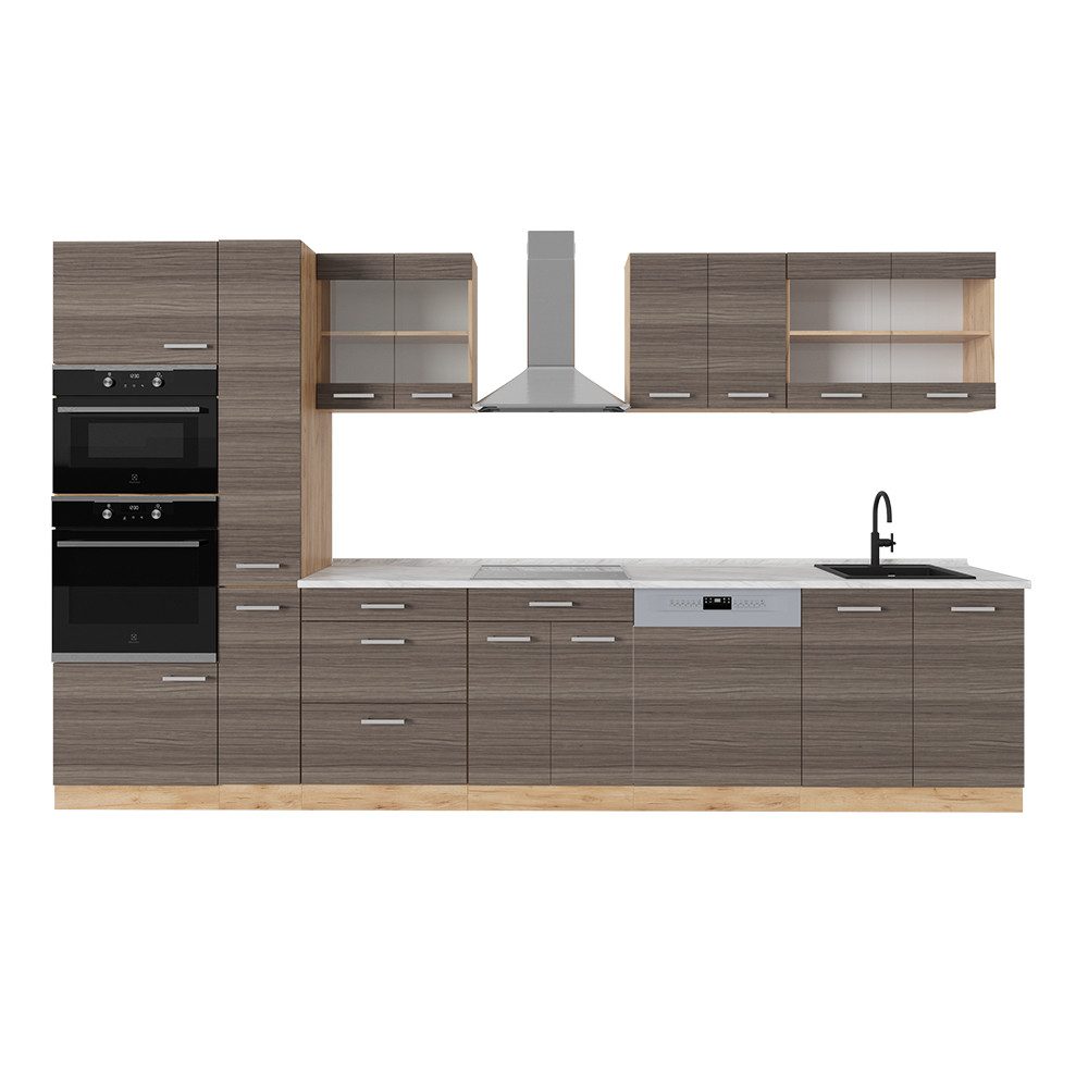 Vicco Küchenzeile R-Line, Edelgrau/Goldkraft Eiche, 350 günstig online kaufen