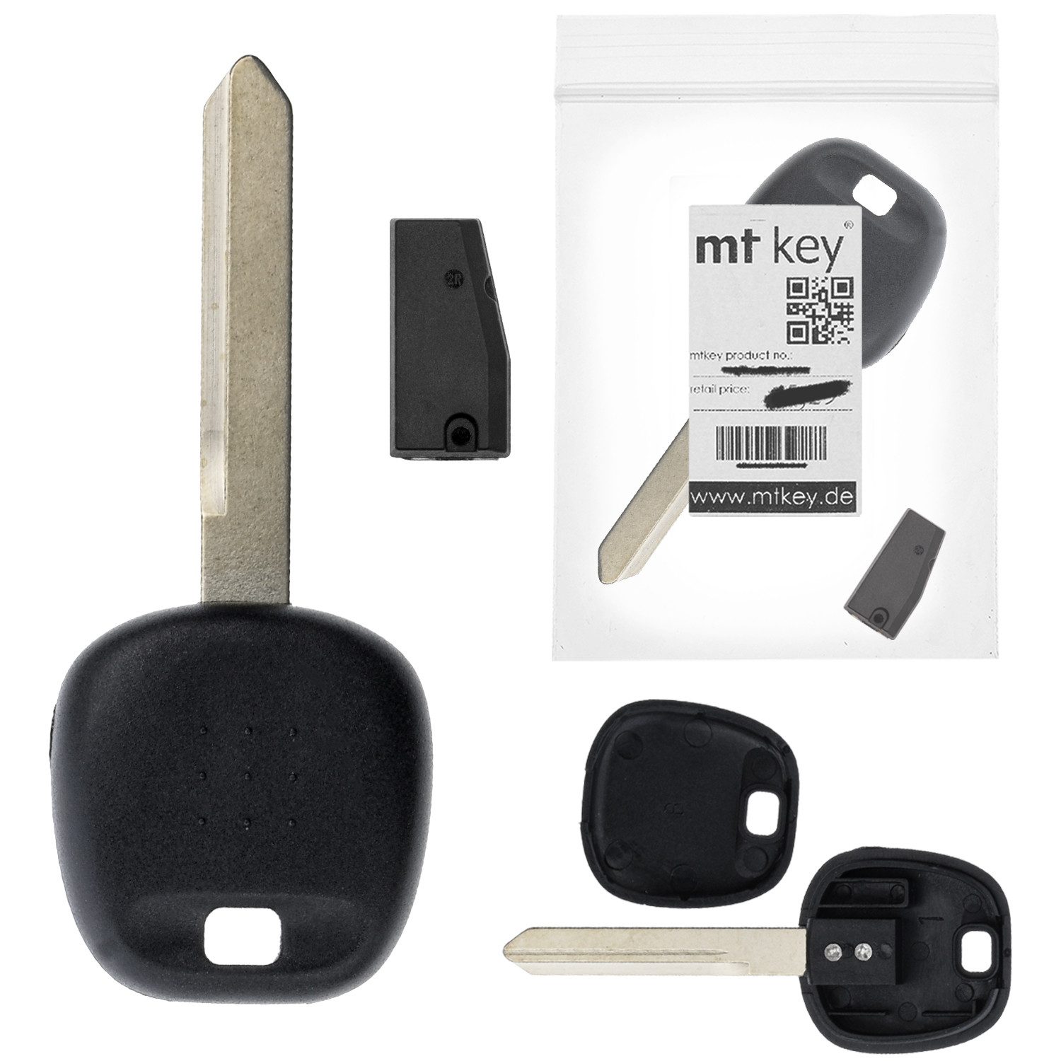mt-key Schlüsseltasche Auto Zünd Schlüssel Rohling TOY47 + ID67 Transponder (Set), für Toyota Hiace H200 (07-10); Hilux N25/N2 (05-09); Innova Kijang...