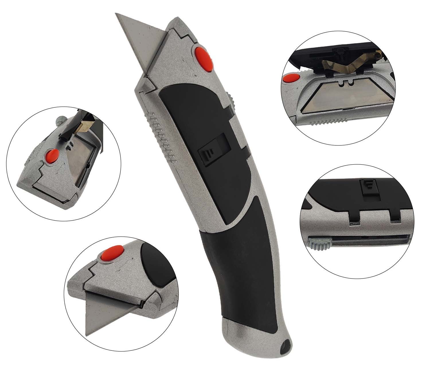 varivendo Cuttermesser Teppichmesser Automatikmesser, (Set, 11-tlg., Automatikmesser mit Ersatzklingen), Dachdeckermesser Cuttermesser Sicherheitsmesser