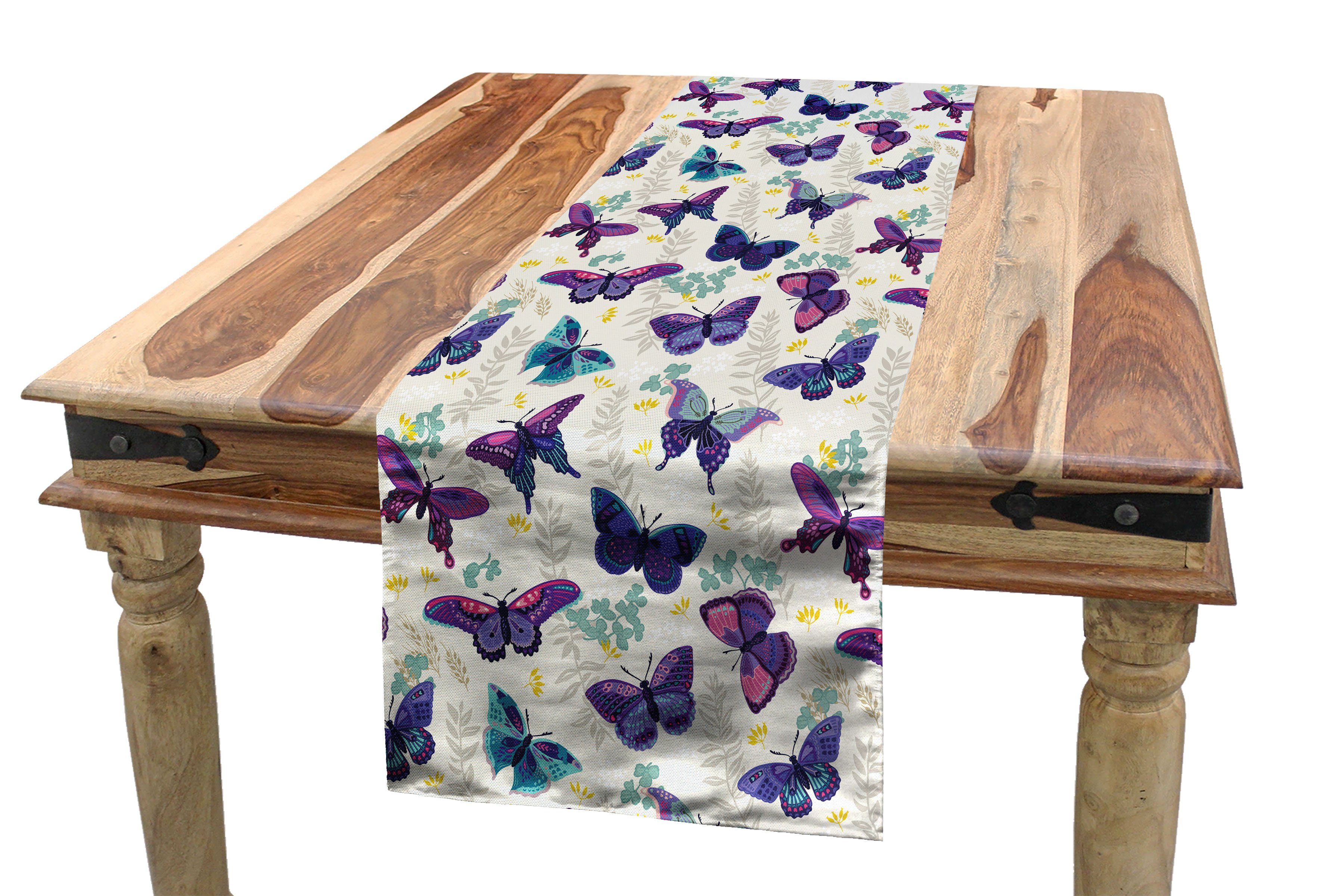 Tischläufer, Aufwändiger Pflanzen Rechteckiger Küche Schmetterling Esszimmer Dekorativer Insekten Tischläufer Abakuhaus