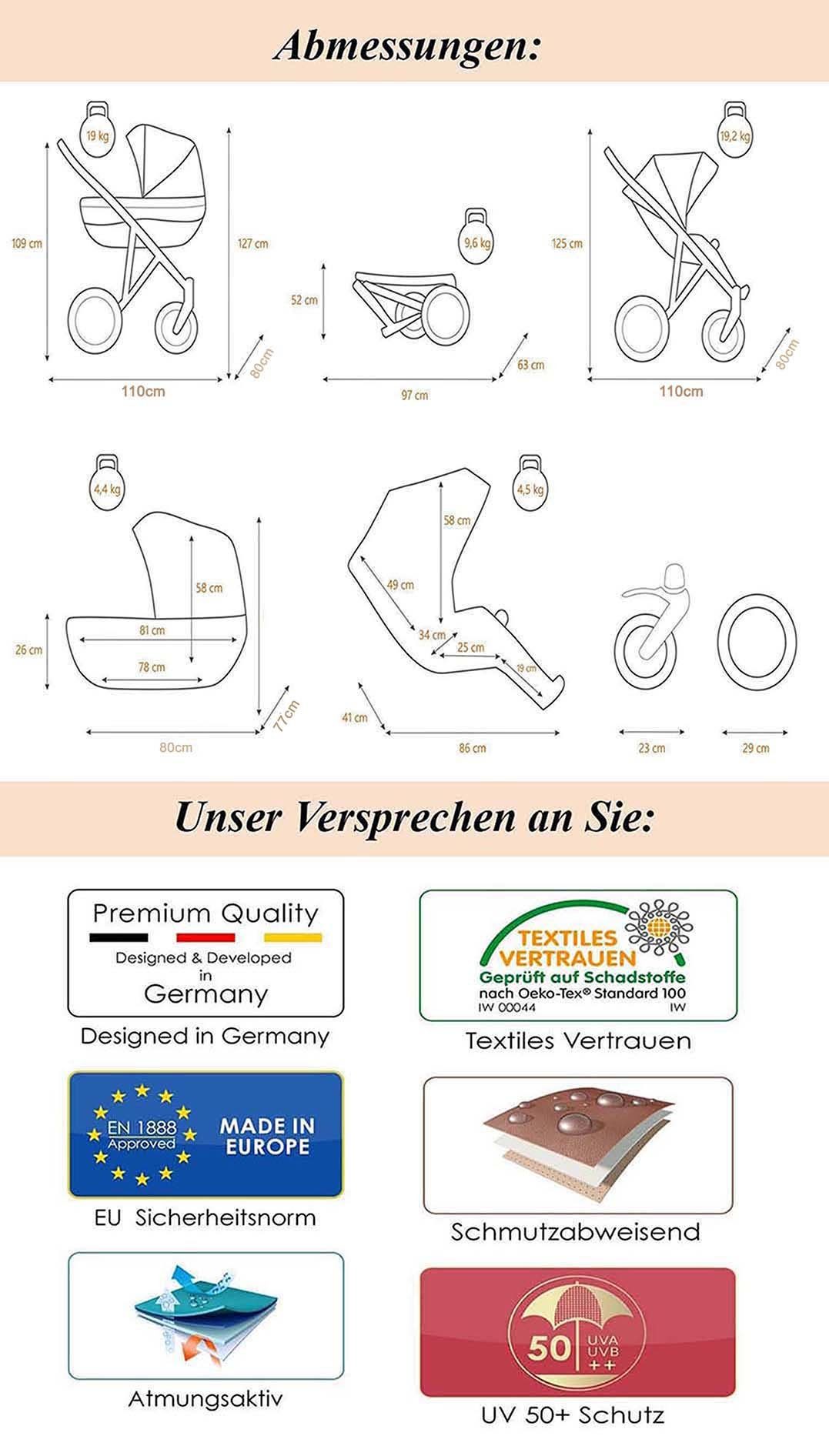 11 in Farben - Olive-Grün Zwillings-Kombikinderwagen 2 Elcar Zwillingskinderwagen Teile in 1 38 - Duo