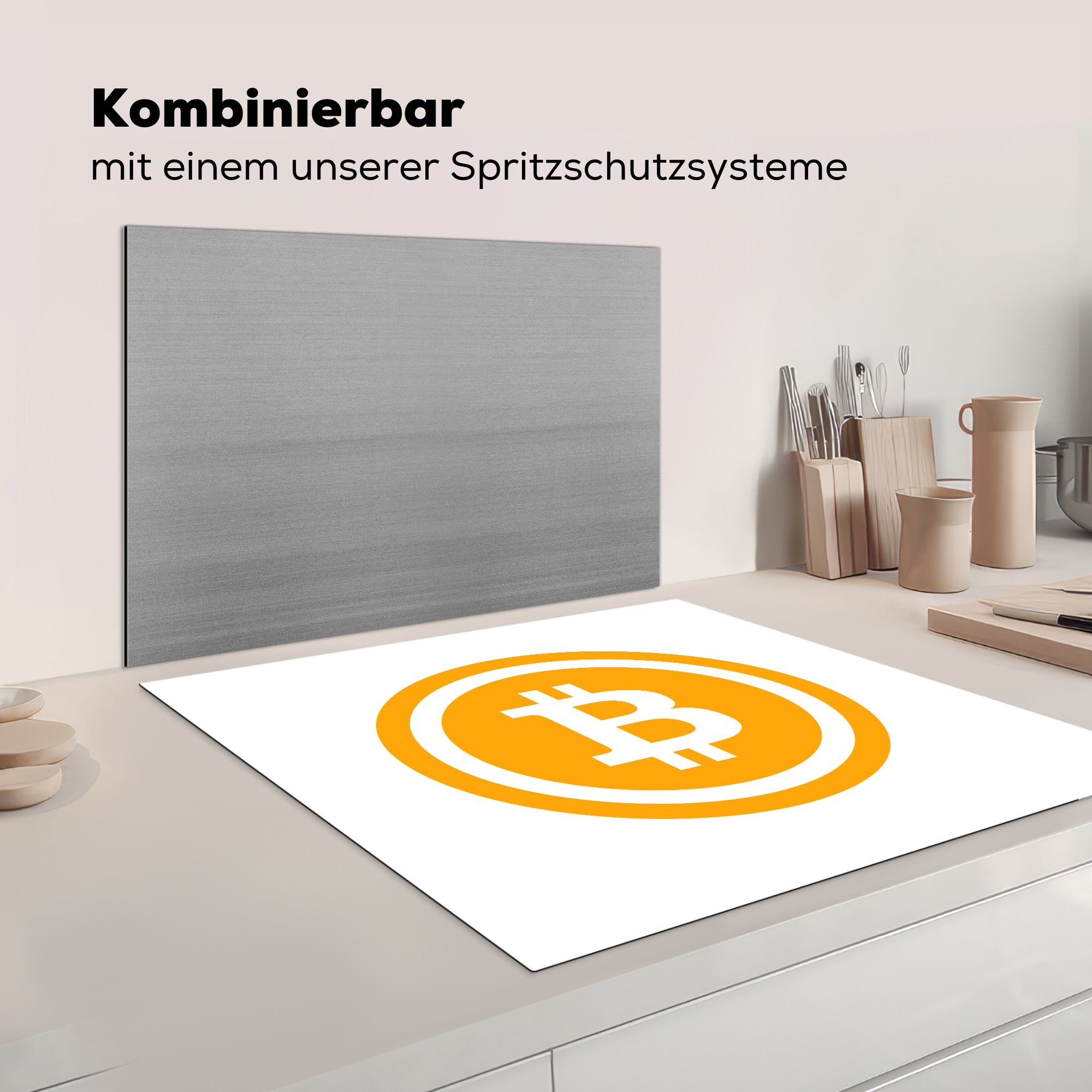 MuchoWow Herdblende-/Abdeckplatte Blockchain bitcoin Ceranfeldabdeckung, Vinyl, küche illustration, 78x78 tlg), für Arbeitsplatte (1 cm