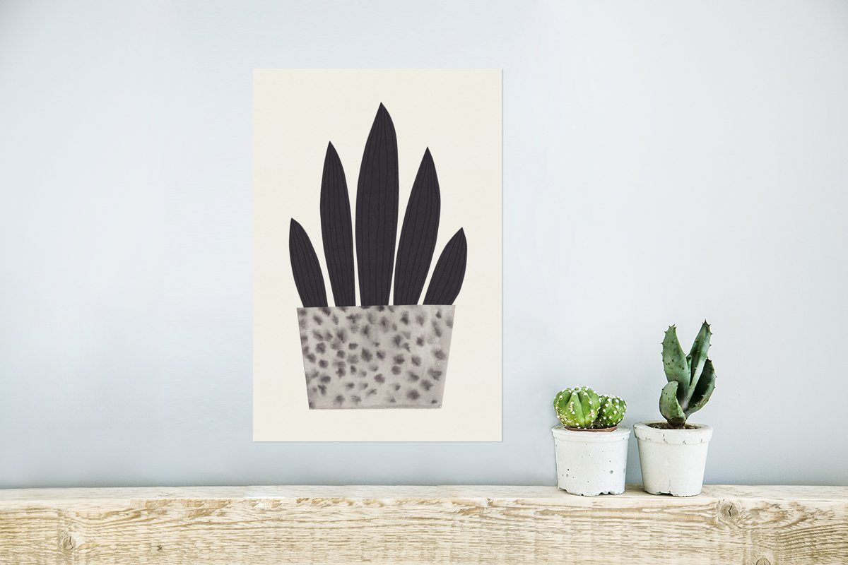 MuchoWow Poster Pflanzen - Poster, Rahmen Blumen, Ohne - St), Vase - für Wandposter Wandbild, Wohnzimmer, (1 Pastell