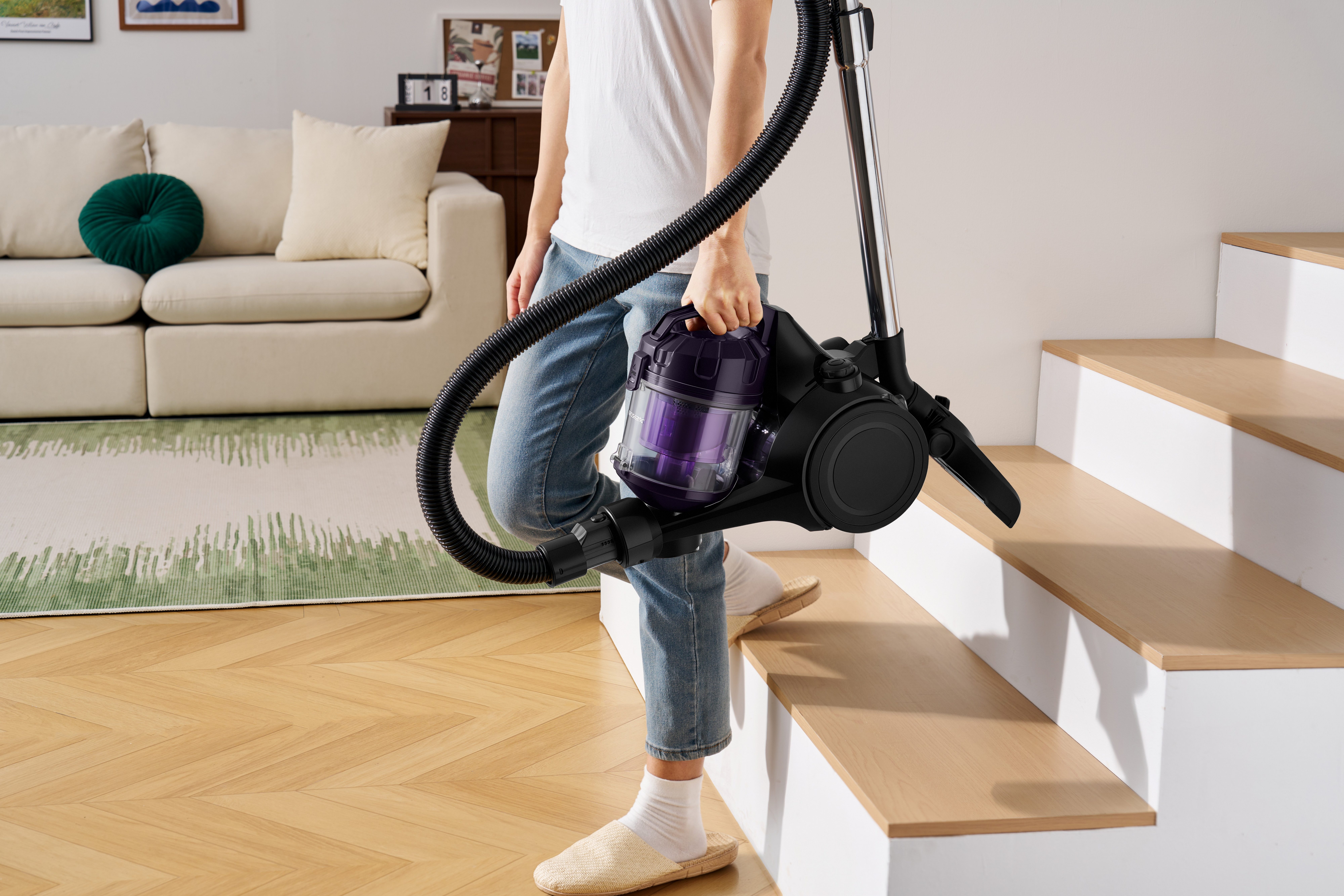 Hanseatic Bodenstaubsauger HBLVC700BVMC, Zyklon Technologie, Hepa H12 Filter, 9m Aktionsradius, 700 W, beutellos, 2l Staubbehälter, klein und praktisch zum Verstauen