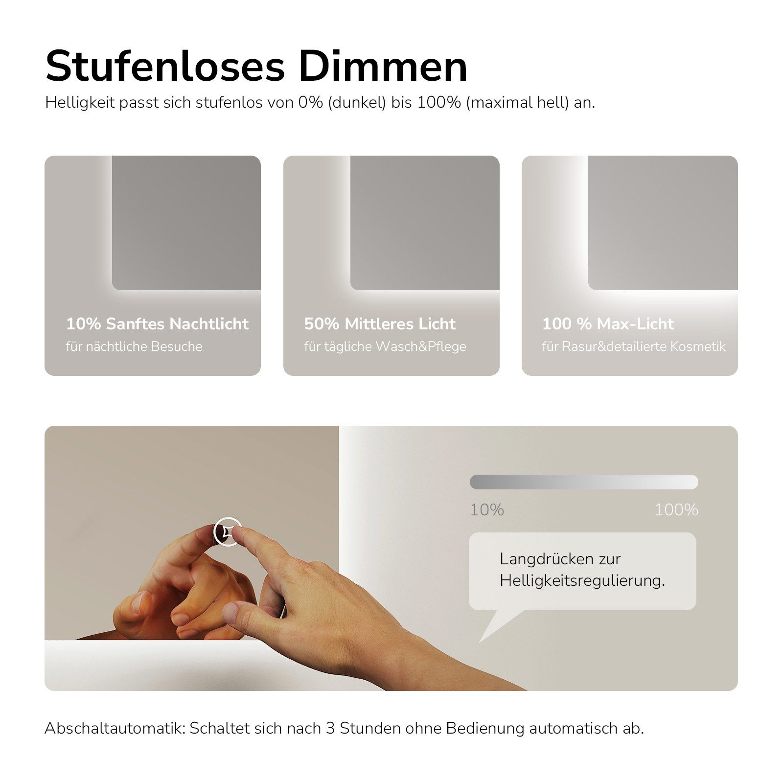 EMKE Badspiegel Badezimmers piegel mit LED Beleuchtung rahmenlos eckig Wandspiegel (Veritial und Horizontal möglich), mit Intelligenter Touchschalter, Kaltweiße – Bild 2 von 5